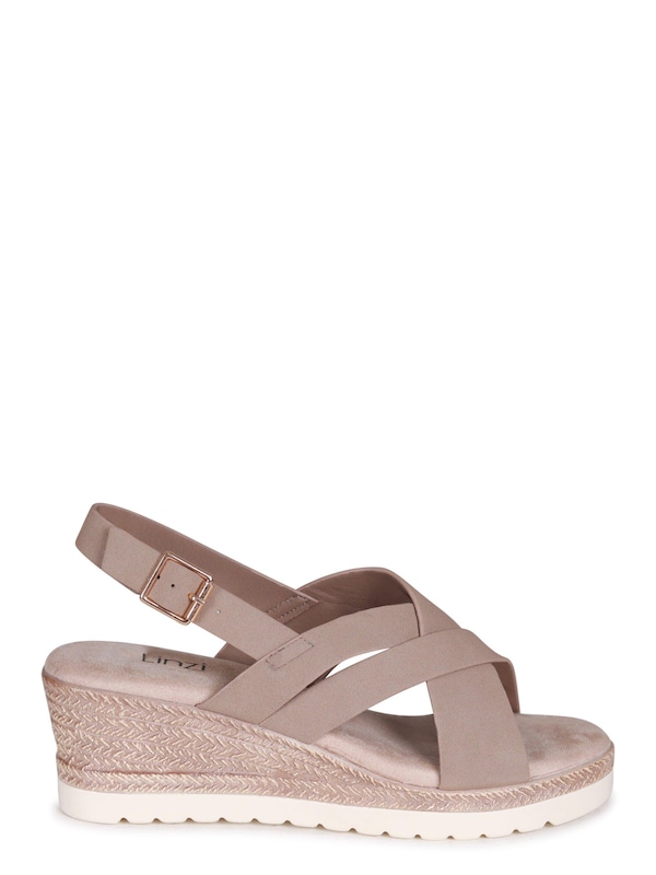 Linzi Myla Taupe Faux Nubuck Slingback Wedge