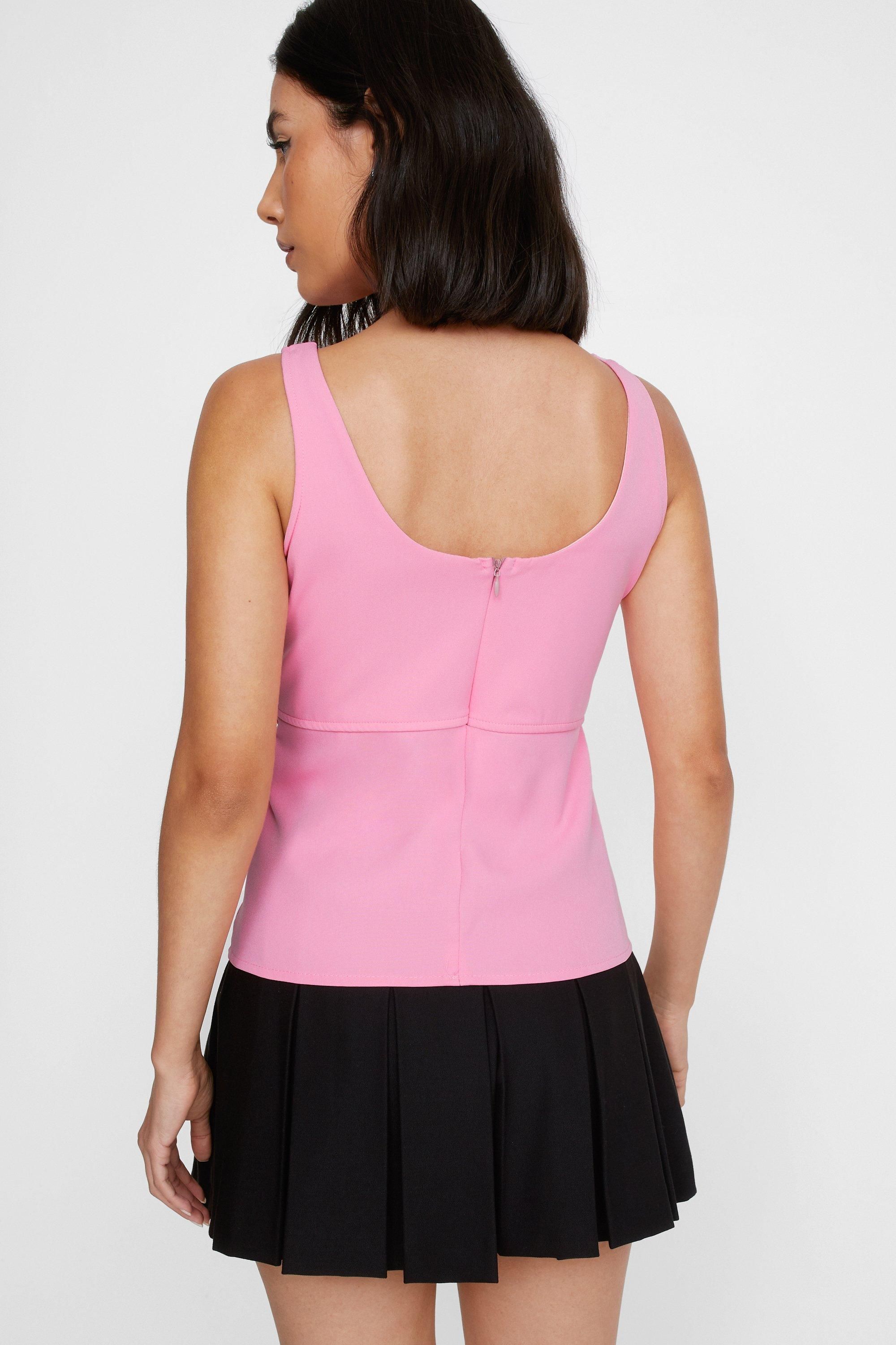 NastyGal Tie Detail Structured Cami Top Pink image 4