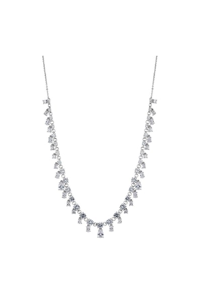 Jon Richard Rhodium Cubic Zirconia Droplet Necklace