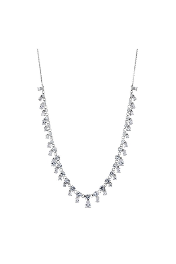 Jon Richard Rhodium Cubic Zirconia Droplet Necklace
