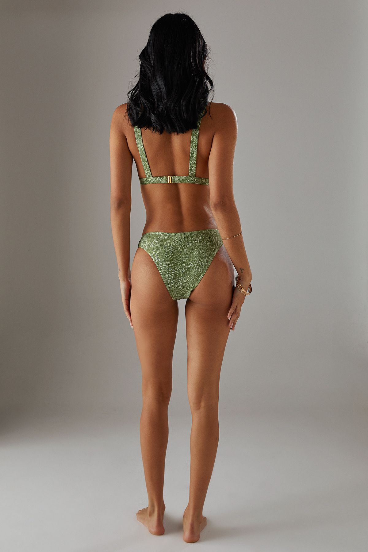 Warehouse High Leg Brazilian Bikini Bottom Olive image 3