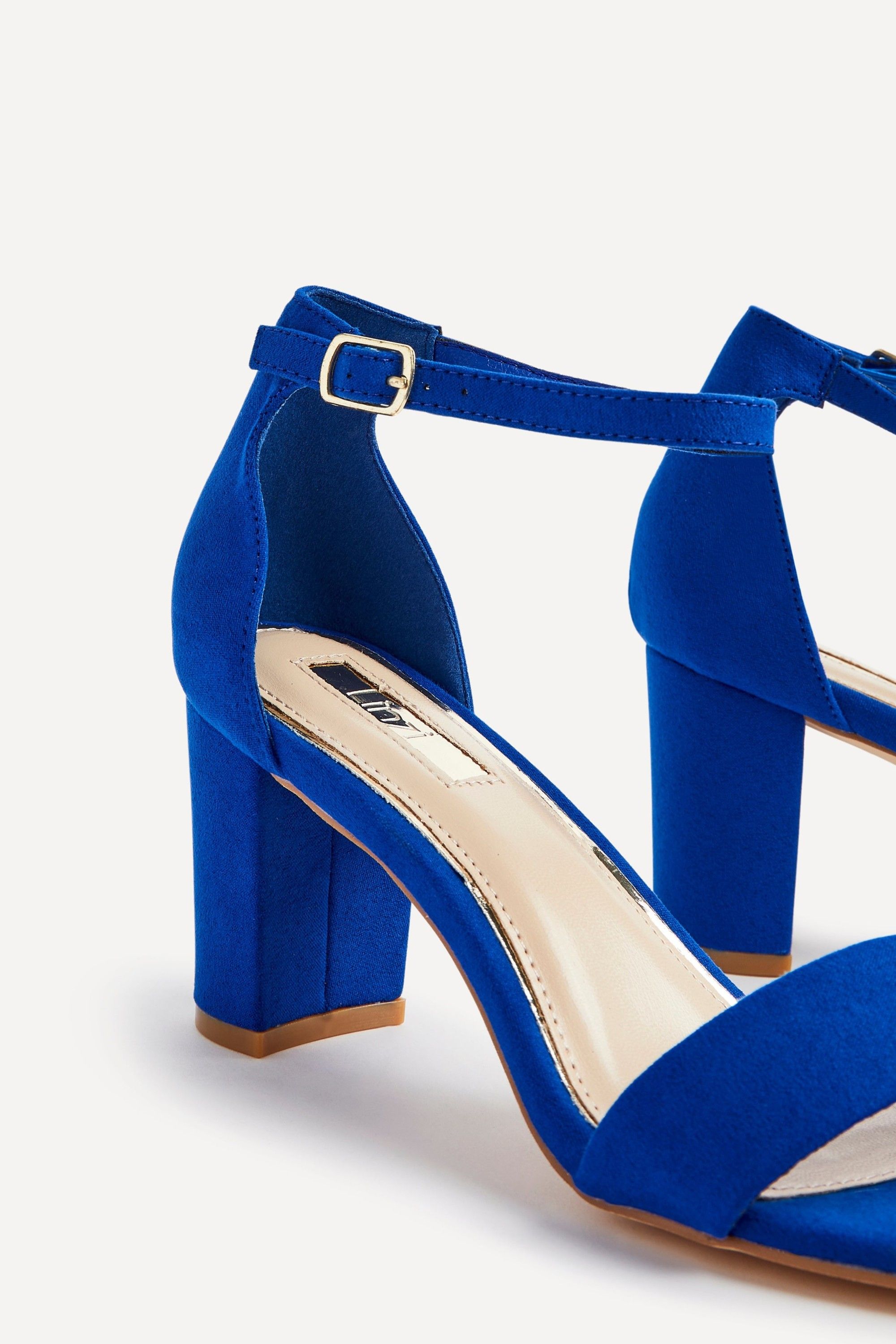 Linzi Frankie Cobalt Blue Faux Suede Barely There Closed Back Block Heeled Sandal image 4