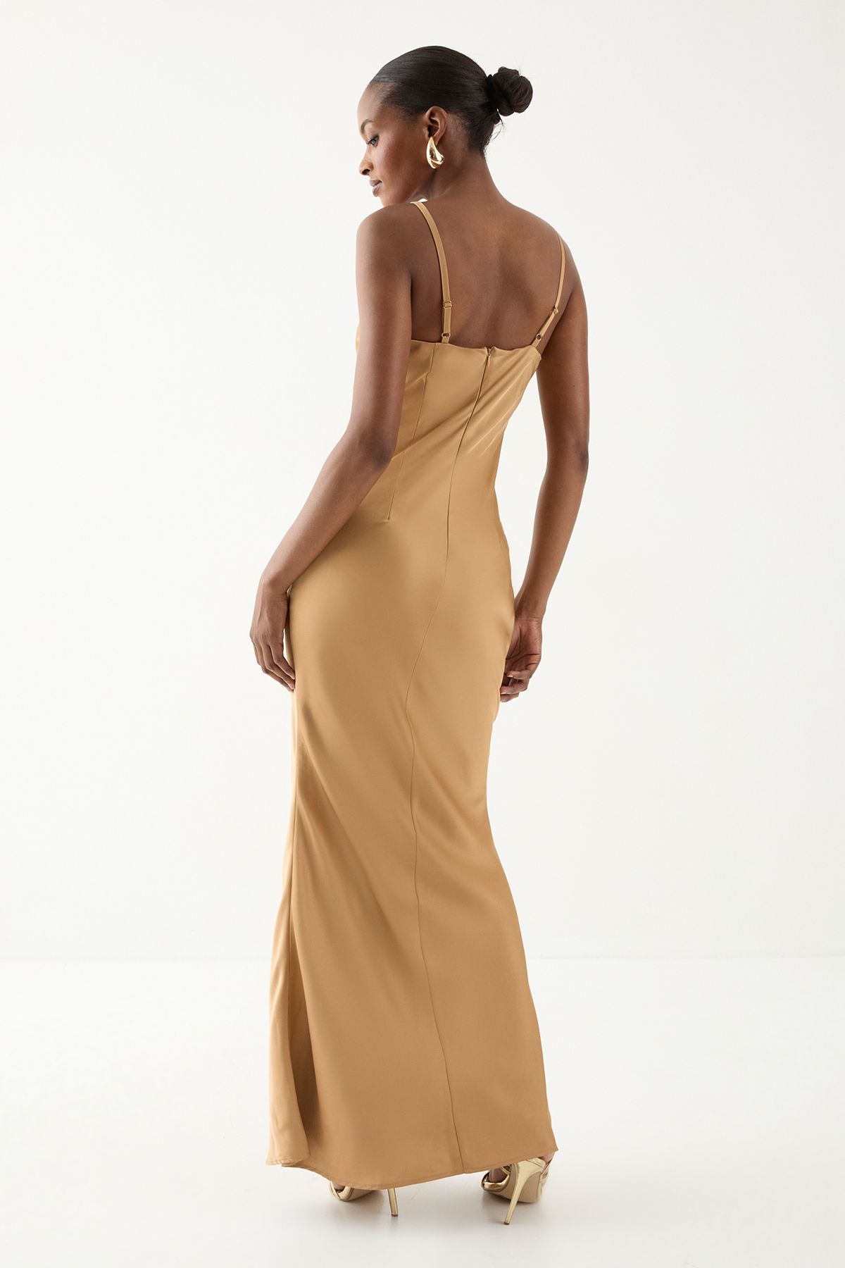 MissPap Knot Detail Strappy Bridesmaid Dress Bronze image 5
