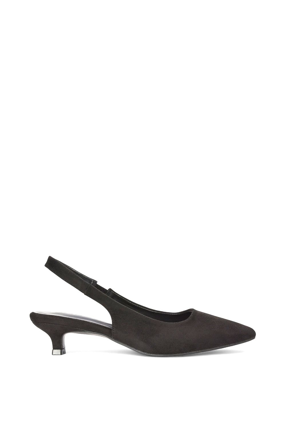 XY London 'Leila' Pointed Toe Low Kitten Heel Slingback Court Shoes