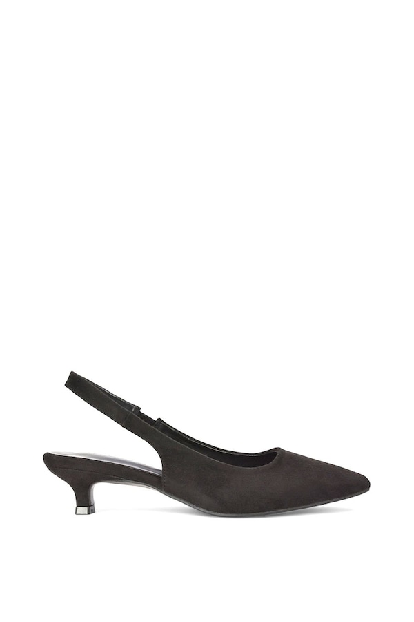 XY London 'Leila' Pointed Toe Low Kitten Heel Slingback Court Shoes