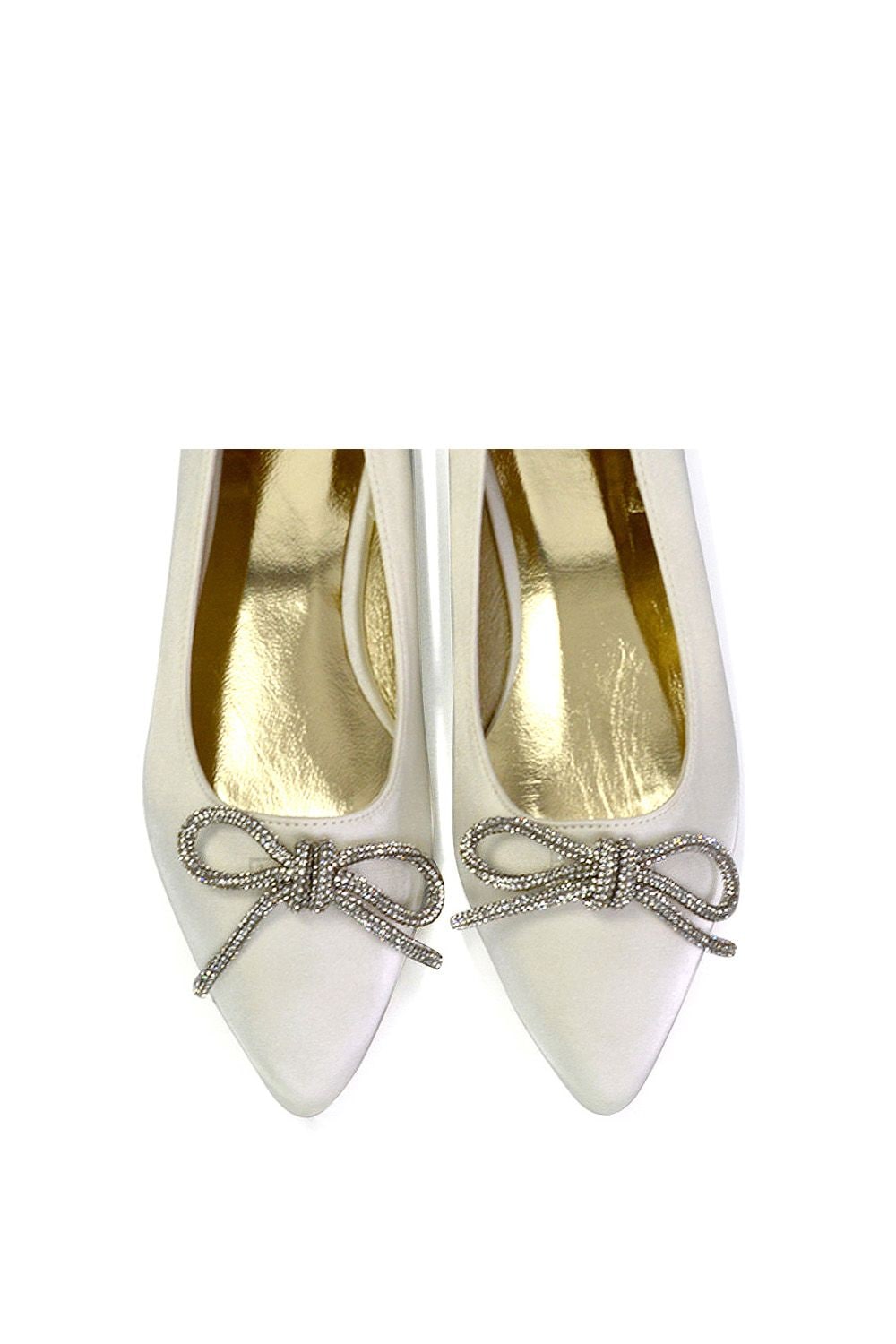 XY London 'Blossom' Diamante Bow Detail Pointed Toe Ballerina Pumps image 5