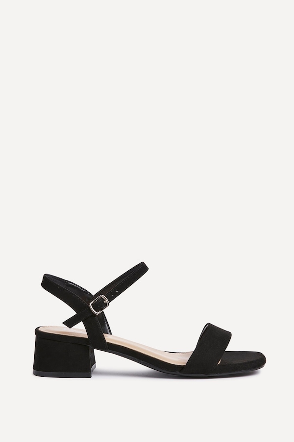 Linzi Carlie Wide Fit Black Faux Suede Low Block Heel