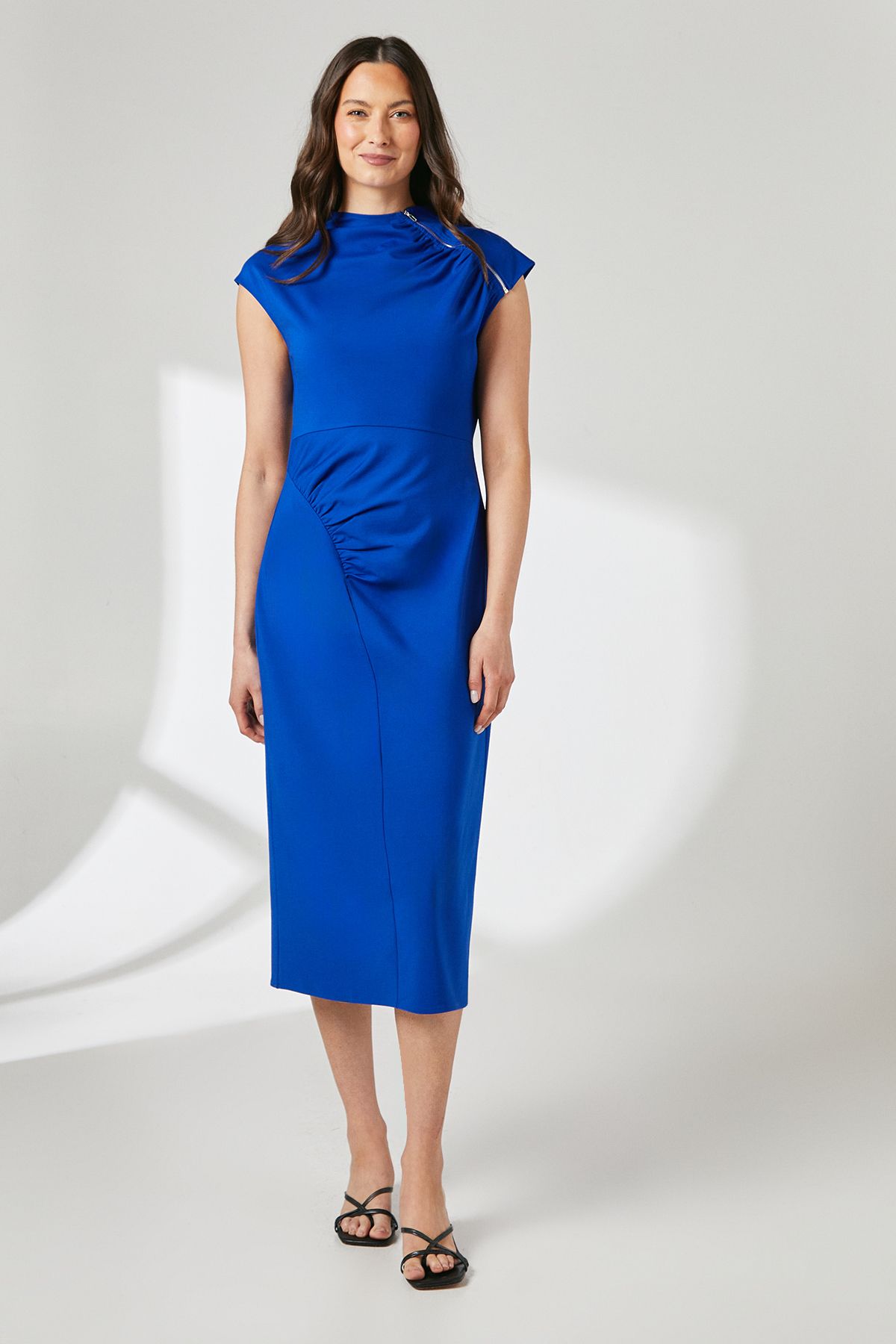 Principles Cobalt Zip Detail Pencil Midi Dress Cobalt