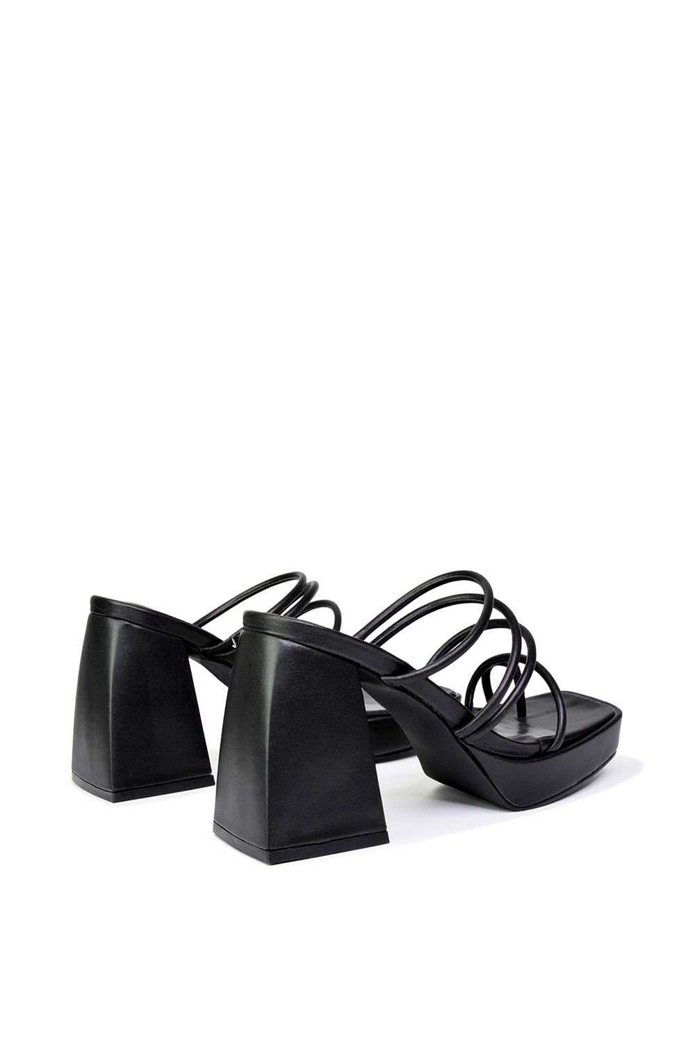 XY London 'Colt' Strappy Square Toe High Block Heel Platform Mule Sandals image 3