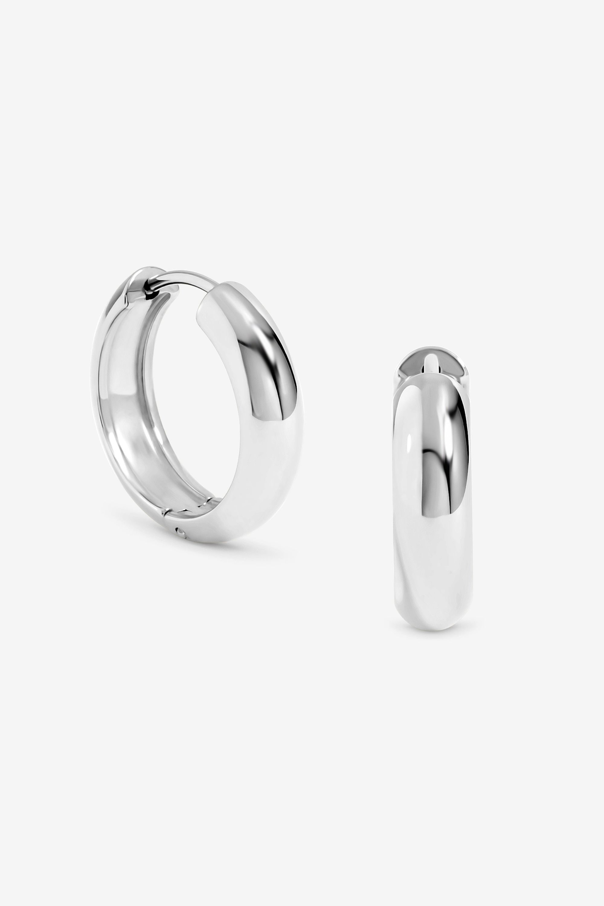 Jon Richard Waterproof Platinum Plated Small Flat Surface Hoop Earrings image 1