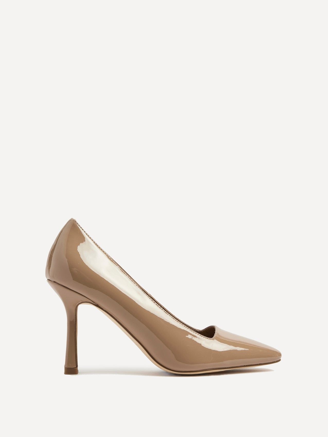 Linzi Colette Mocha Patent Squared Toe Stiletto Court Heel image 1