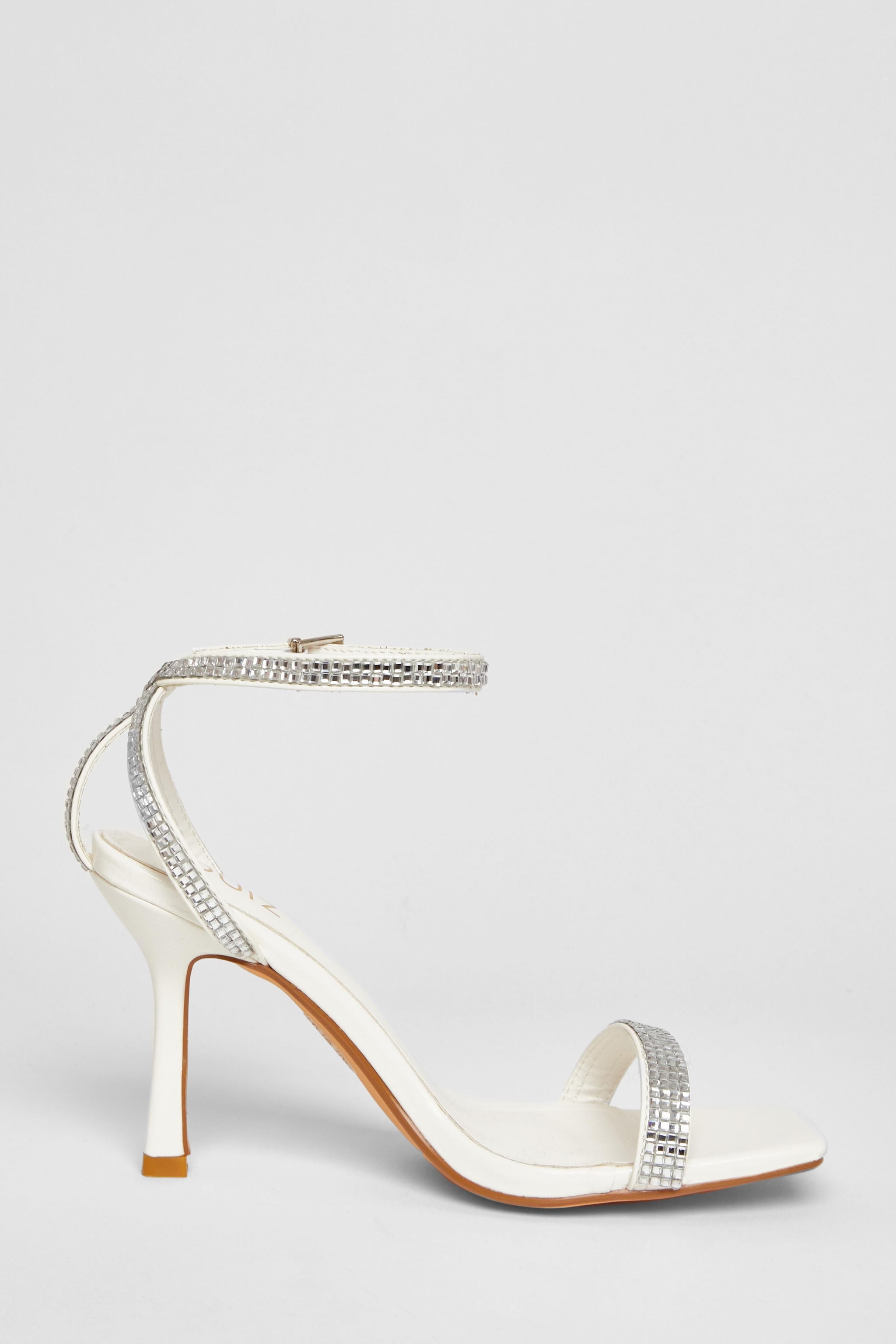 Quiz White Diamante Heels image 5