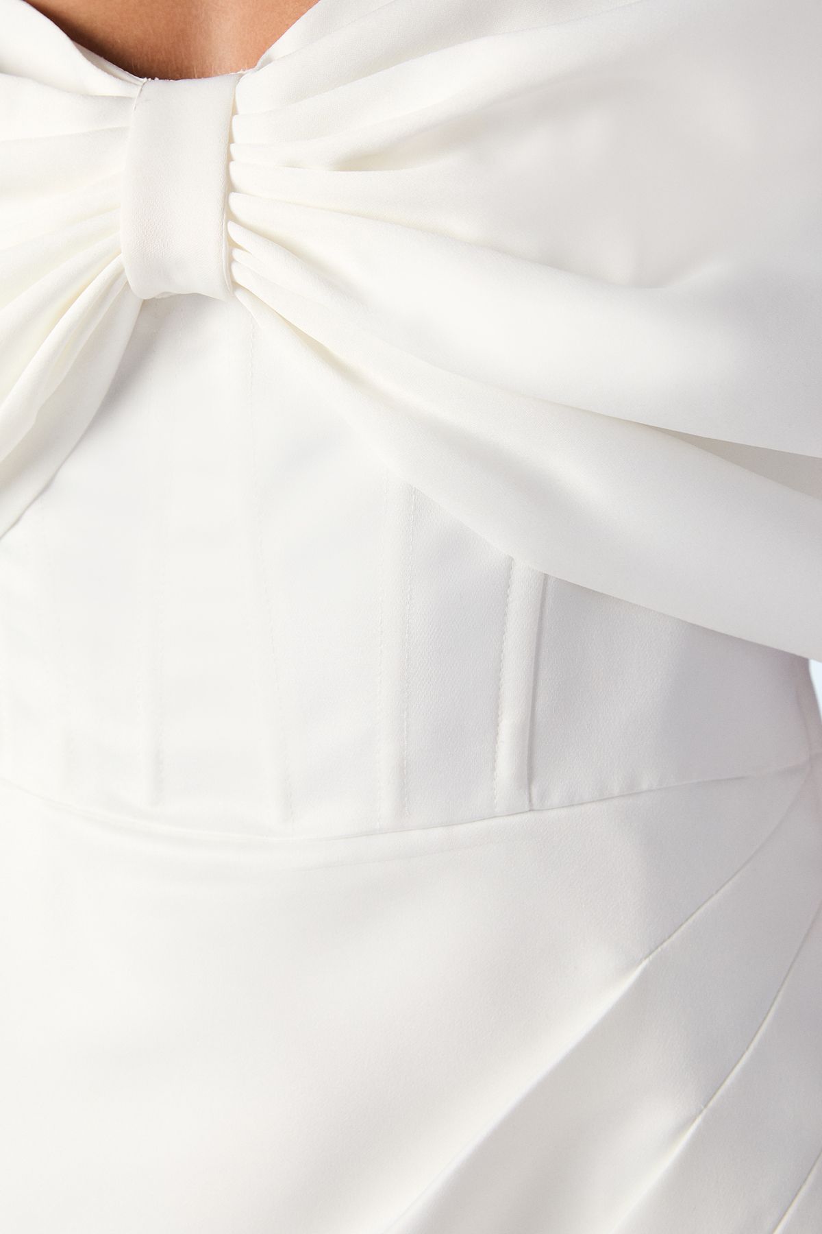 Coast Bardot Satin Wedding Dress With Bow Back Detail Ivory image 5