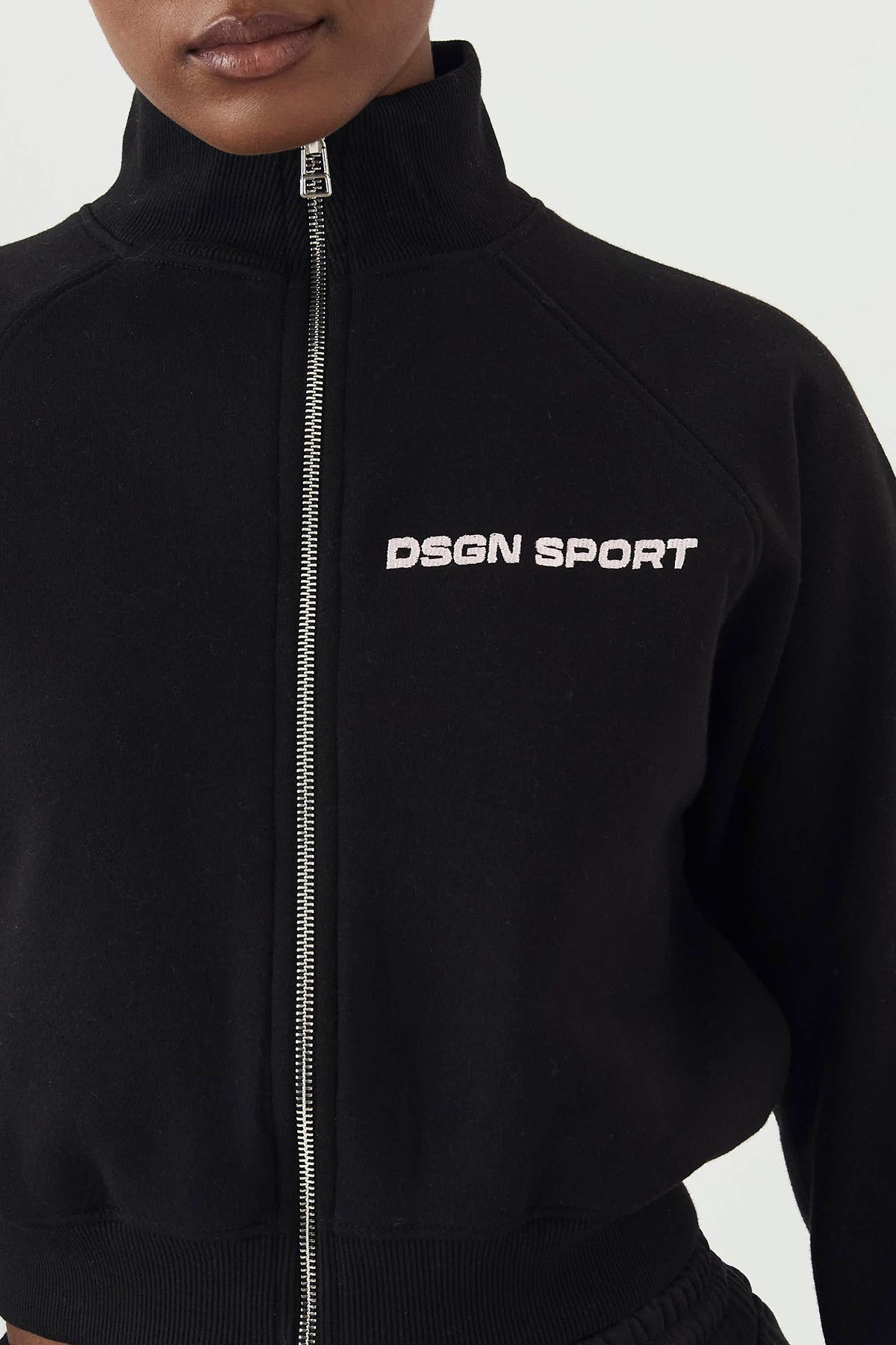 DSGN Studio DSGN Studio Sport Funnel Neck Raglan Bomver Sweatshirt Black image 4