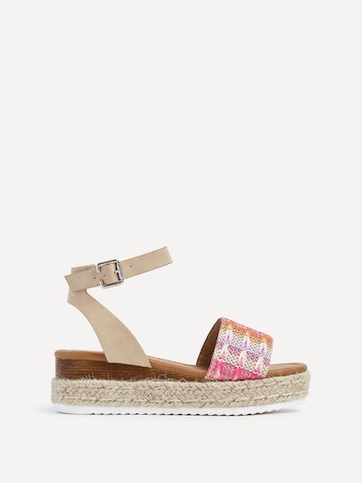 Linzi Sahara Wide Fit Multi Coloured Raffia Flatform Sandal