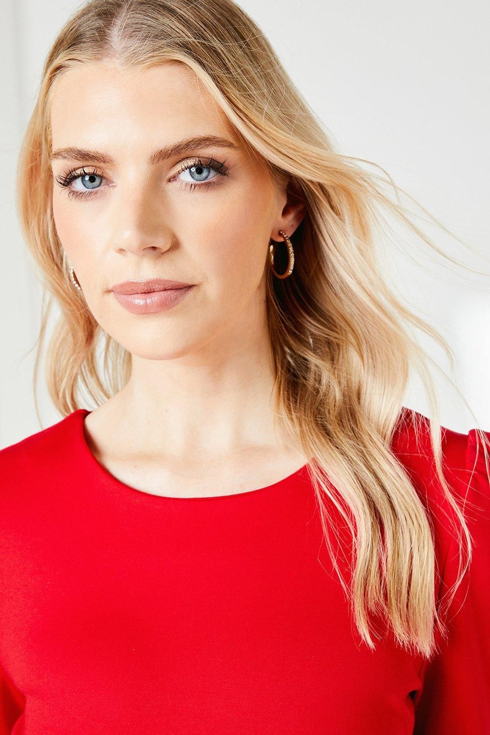 Principles Red Pocket Detail Ponte Shift Dress Red image 4