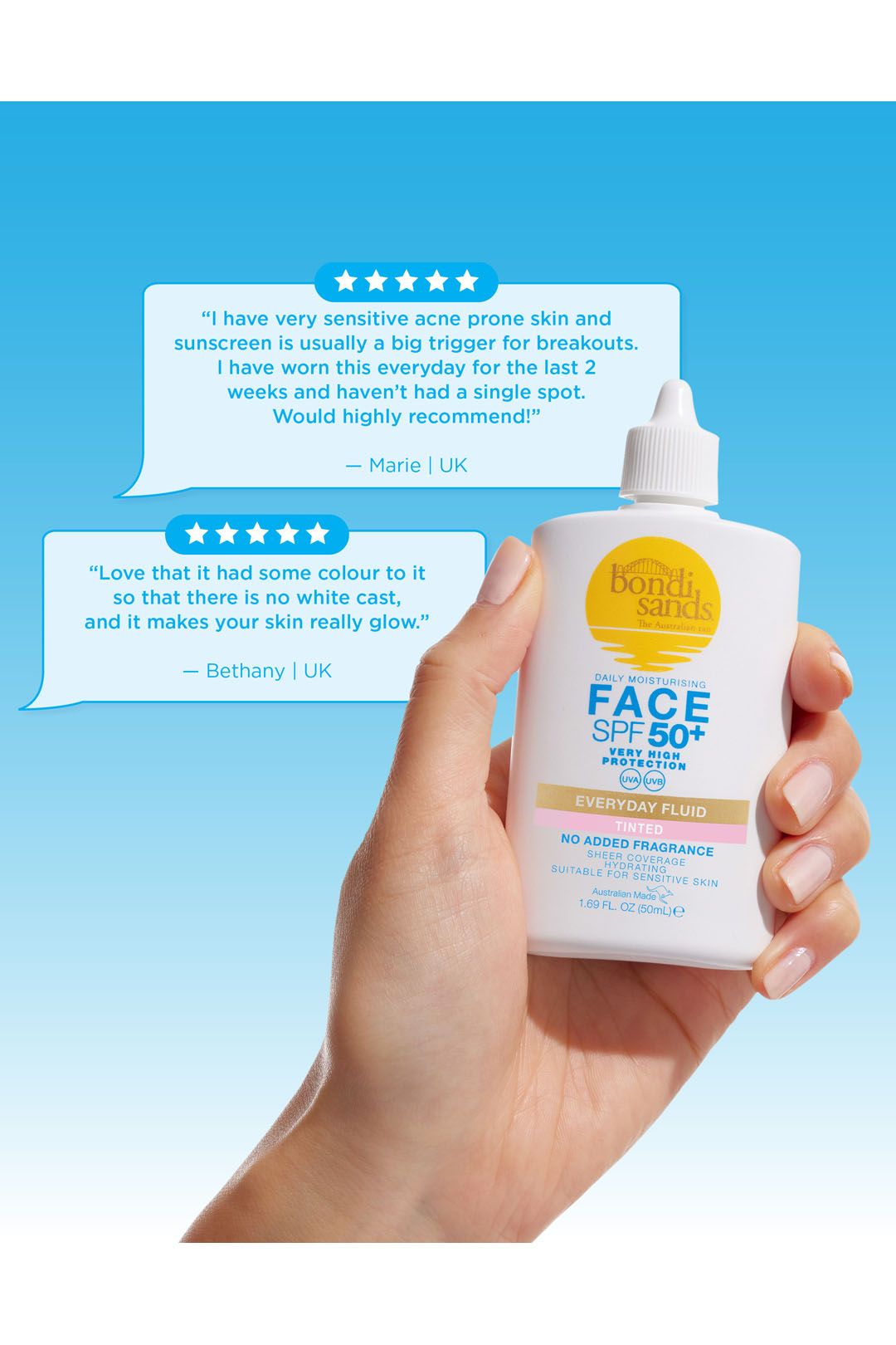 Bondi Sands Everyday Face Fluid Light Tinted Fluid for the Face SPF 50+ 50ml Multi image 4