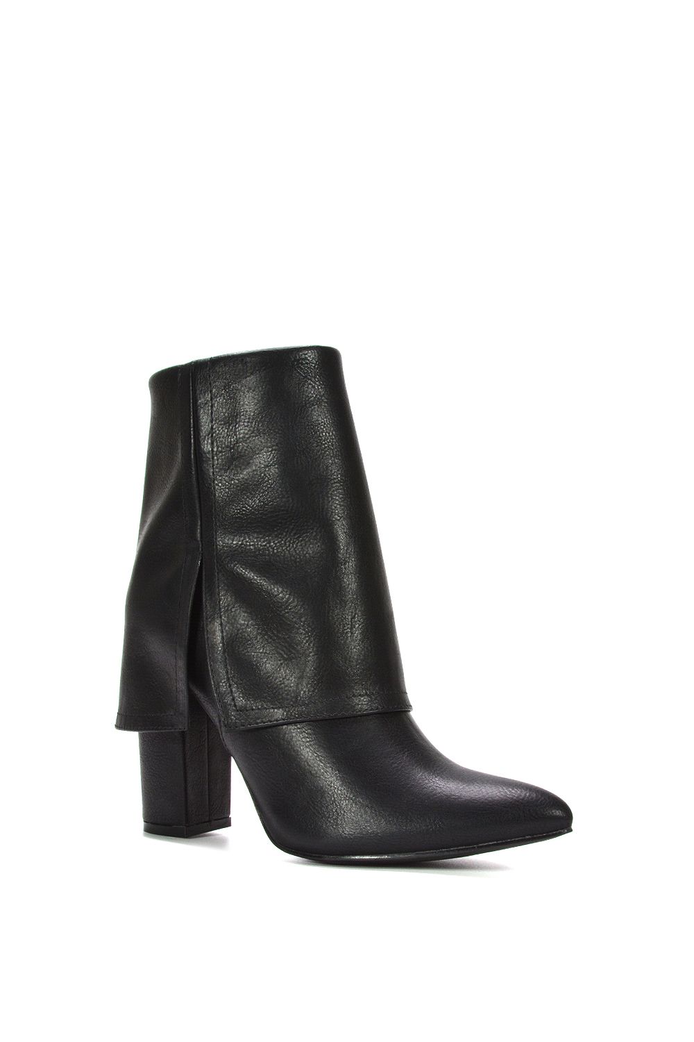 XY London 'Ayla' Layered Fold Over Pointed Toe Heeled Shoe Booties image 2