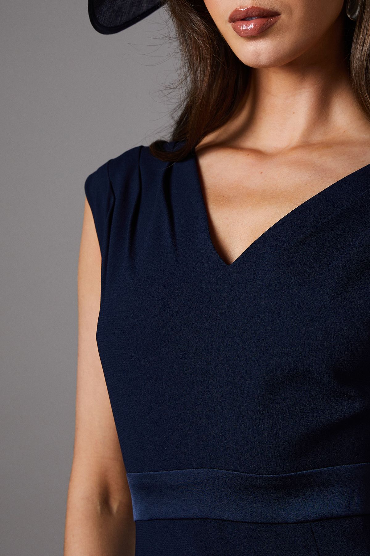 Coast Satin Back Crepe Dress With Peplum Navy image 5