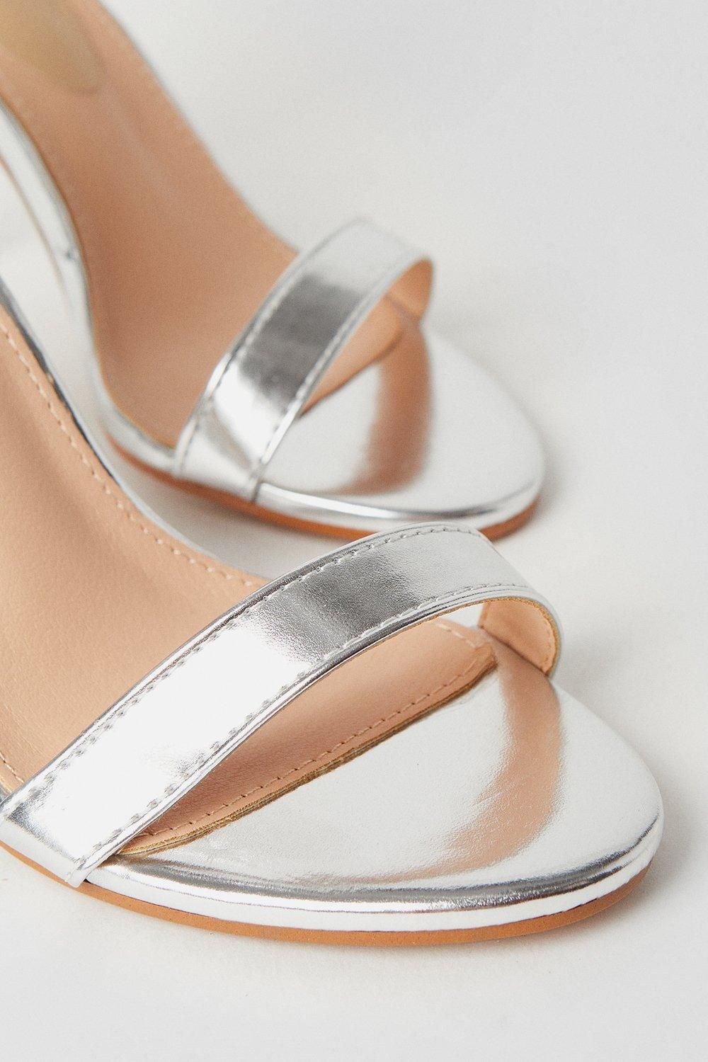 Dorothy Perkins Wide Fit Tyla Barely There High Stiletto Heel Sandals Silver image 4