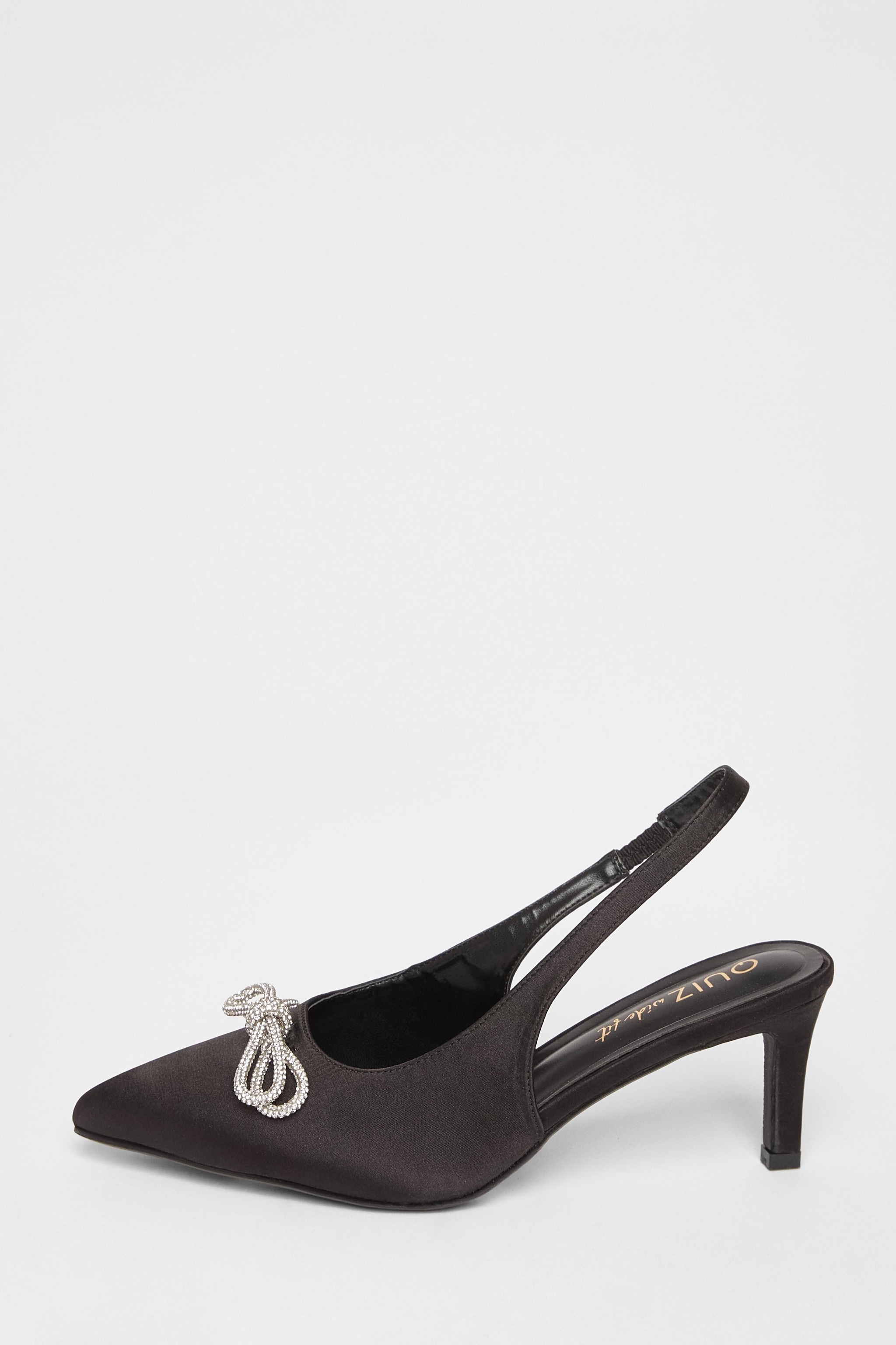 Quiz Black Wide Fit Sling Back Heels image 3