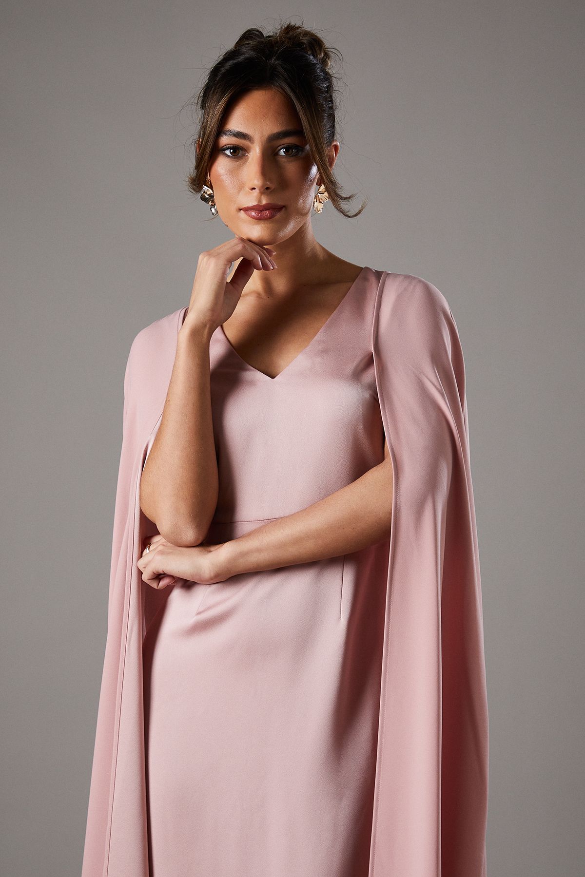 Coast V Neck Cape Midi Dress Pink image 2