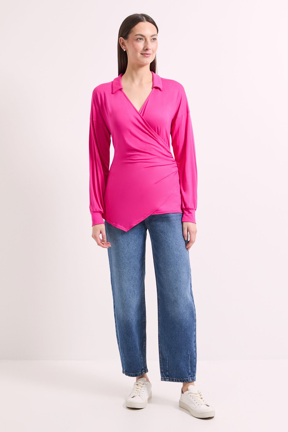 Principles Pink Wrap Front Jersey Shirt Pink image 2