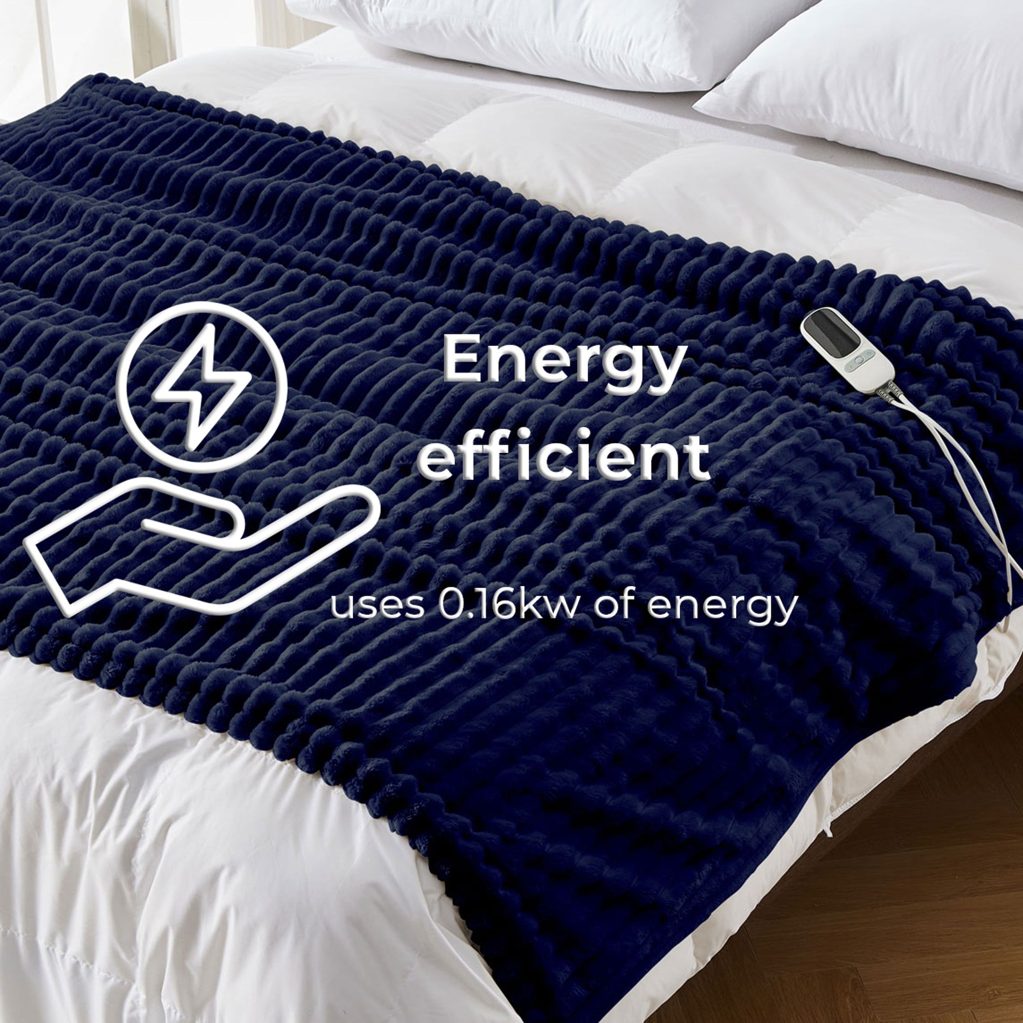 Neo Waffle Shaped Electric Blanket Heated Fleece Overblanket Throw Machine Washable Remote Timer Control Heat Settings image 5