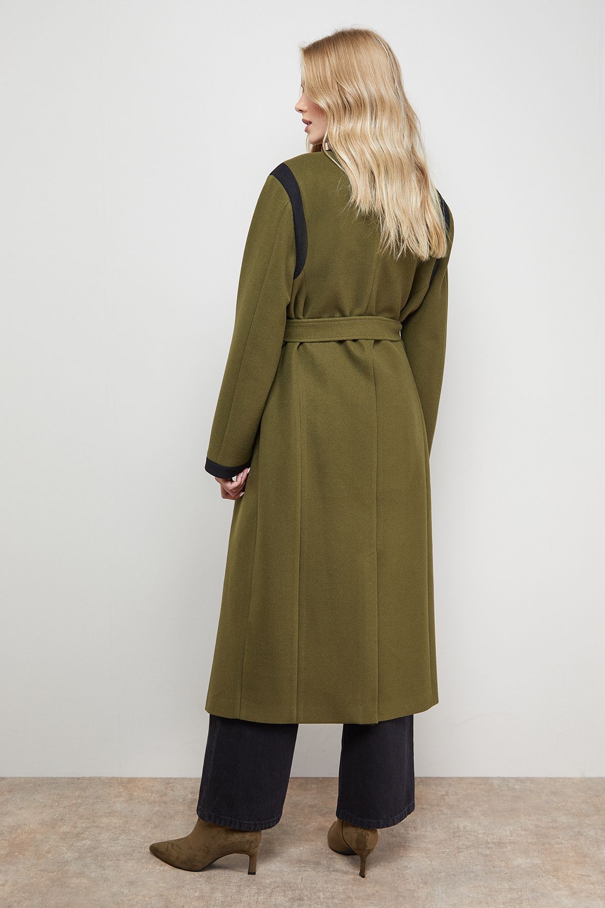 Oasis Tipped Coat Olive image 3