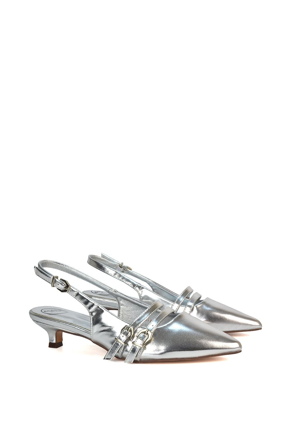 XY London 'Cassie' Slingback Low Kitten Heel Courts with Point Toe image 3