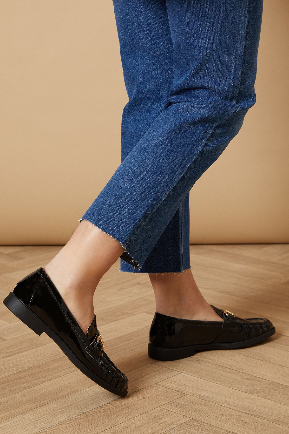 Oasis Brynn Faux Leather Snaffle Detail Loafers True Black image 3