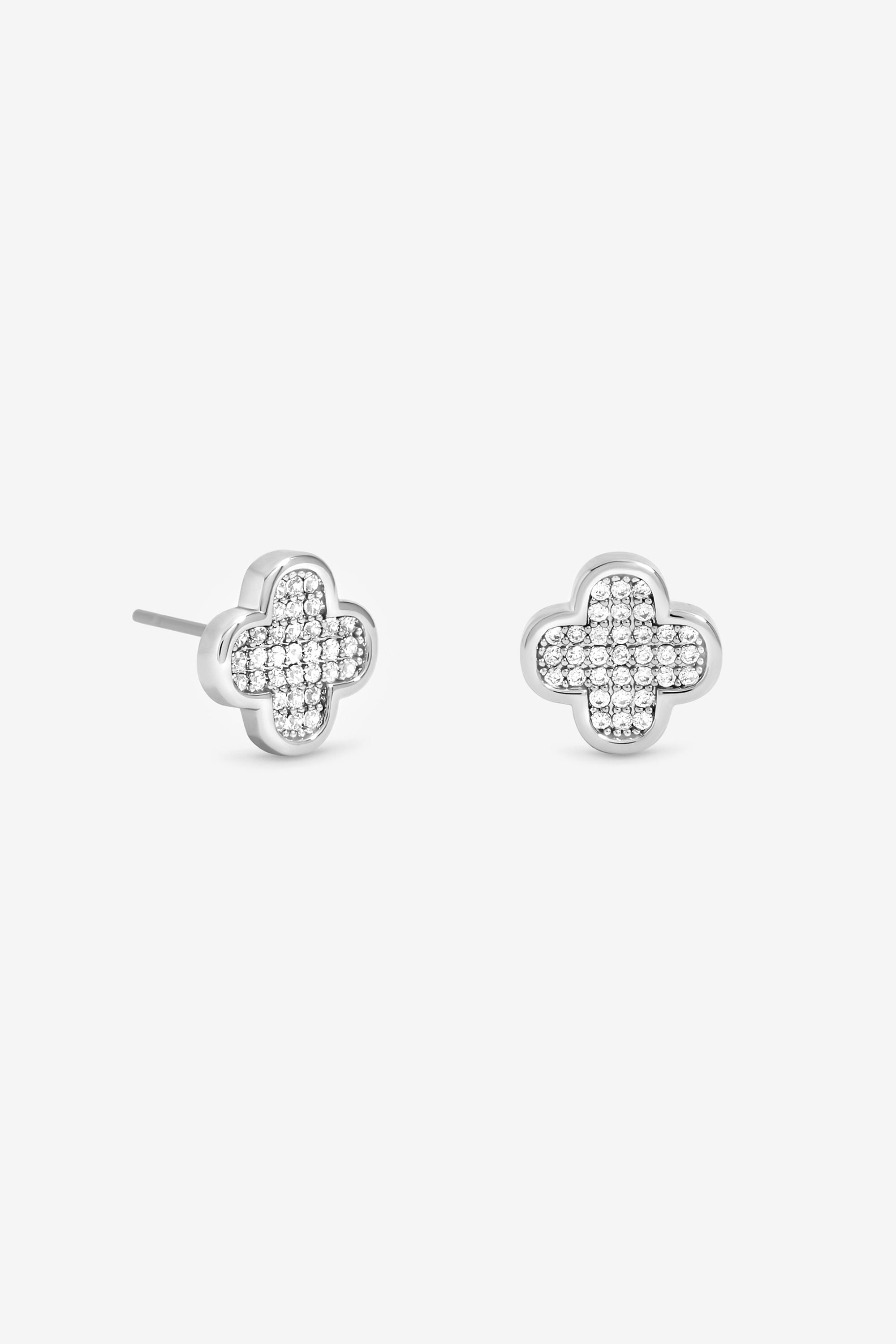 Jon Richard Rhodium Plated Micro Pave Stud Earrings image 1