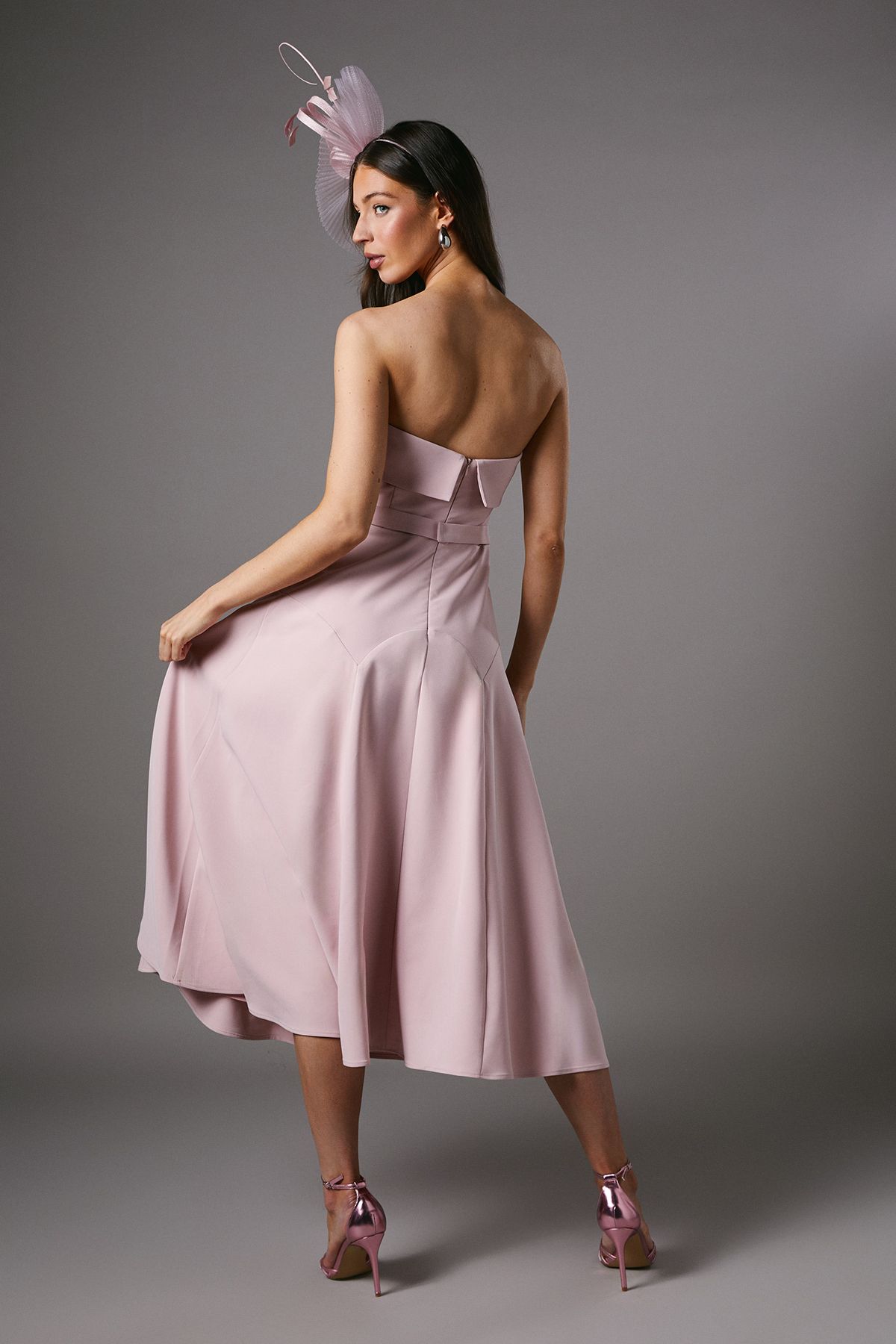 Coast Bandeau bow Waist Midi Dress Light Pink image 4