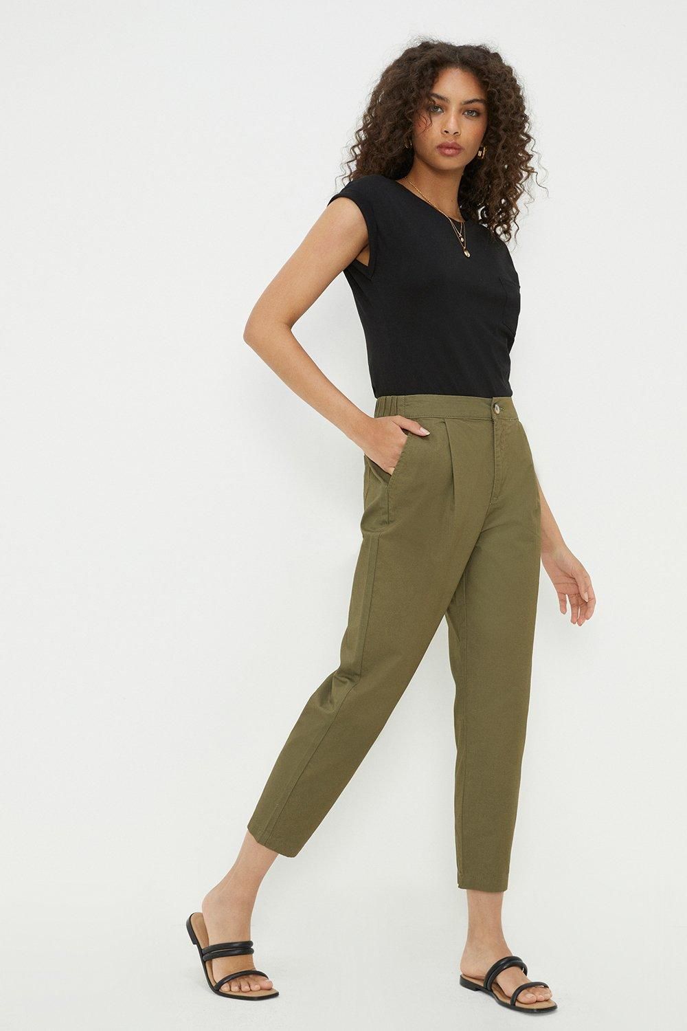 Dorothy Perkins Elastic Back Chino Trousers Khaki image 2