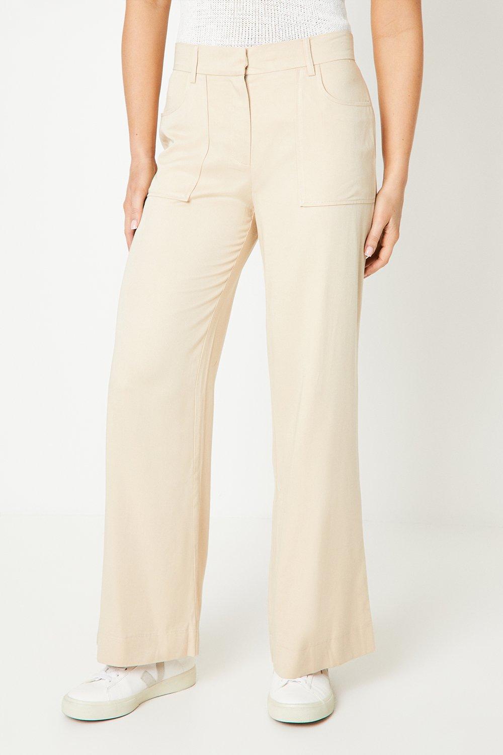 Oasis Top Stitch Patch Pocket Wide Leg Trouser image 2
