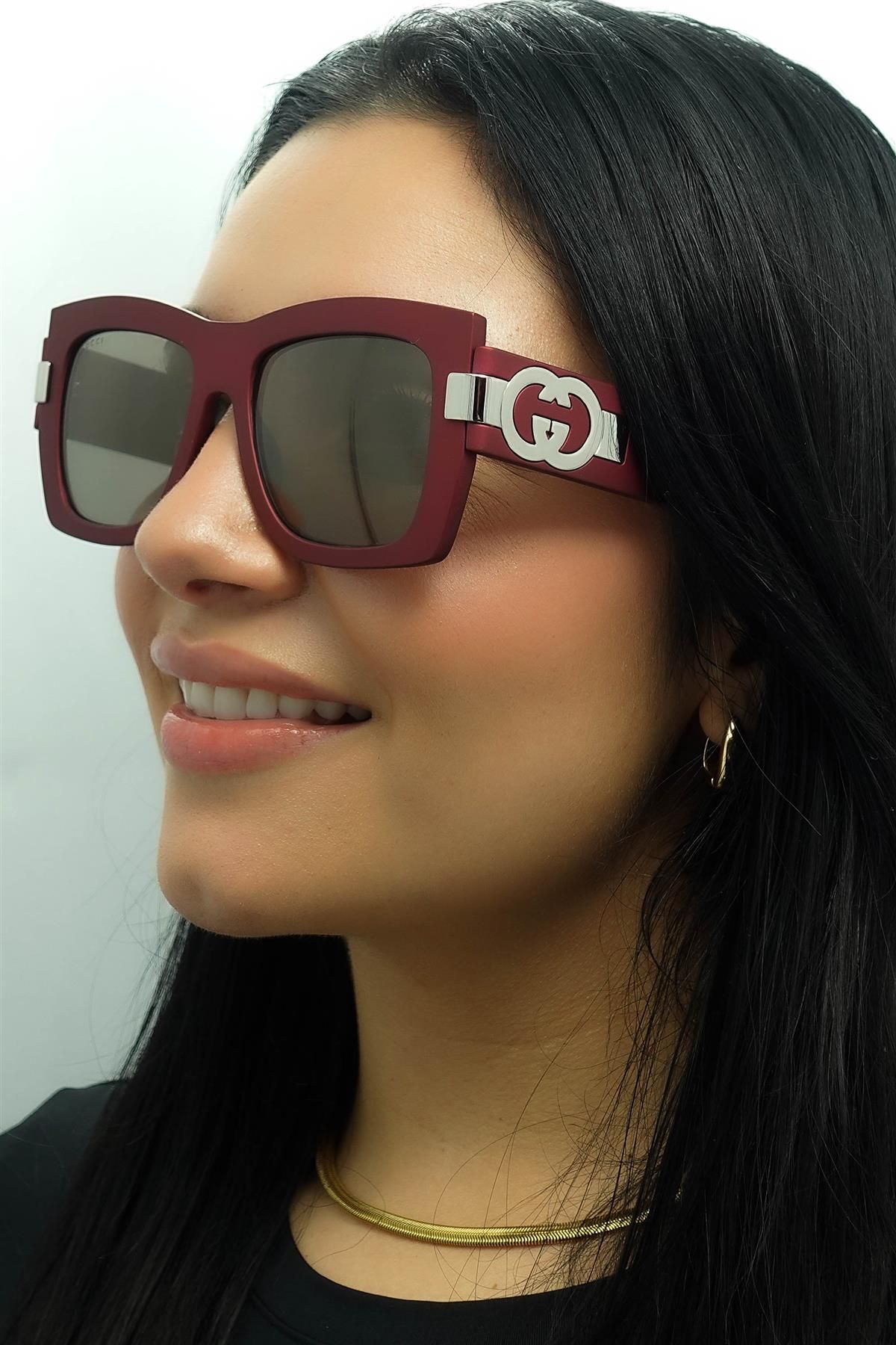 Gucci Square Red with Silver Grey with Light Silver Mirror GG1688S image 6