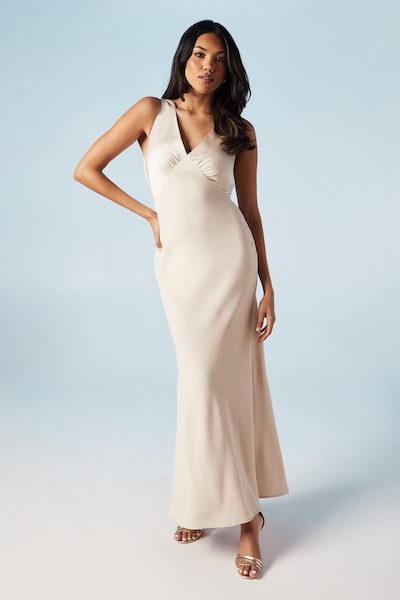 Coast Tie Back Detail Satin Bridesmaid Dress Champagne