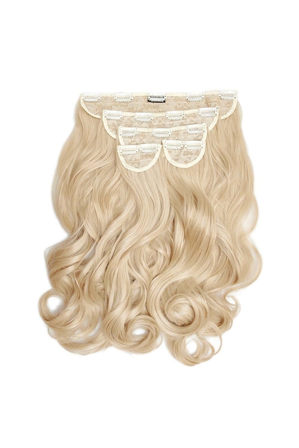 Lullabellz Super Thick 22" 5 Piece Natural Wavy Clip In Extensions Light Blonde