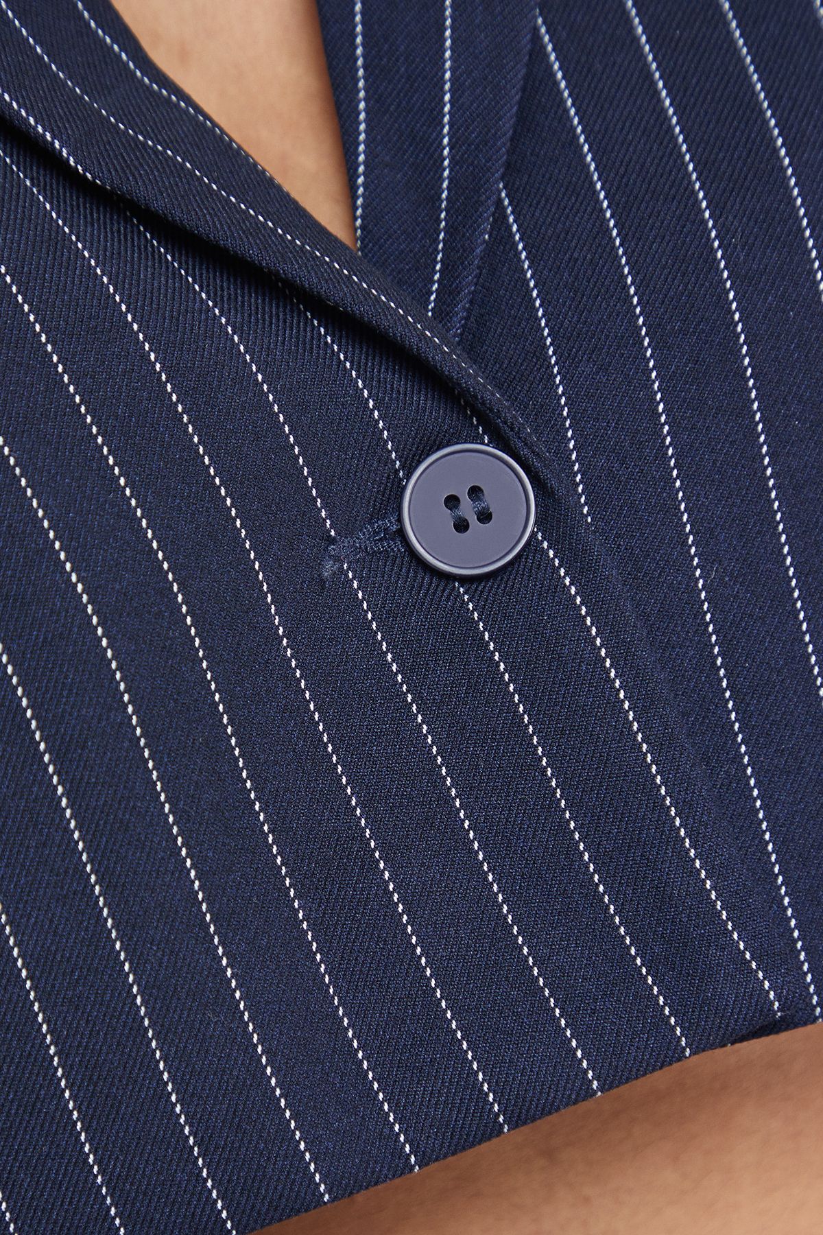 Warehouse Navy Pinstripe Cropped Blazer Co-ord Navy image 5