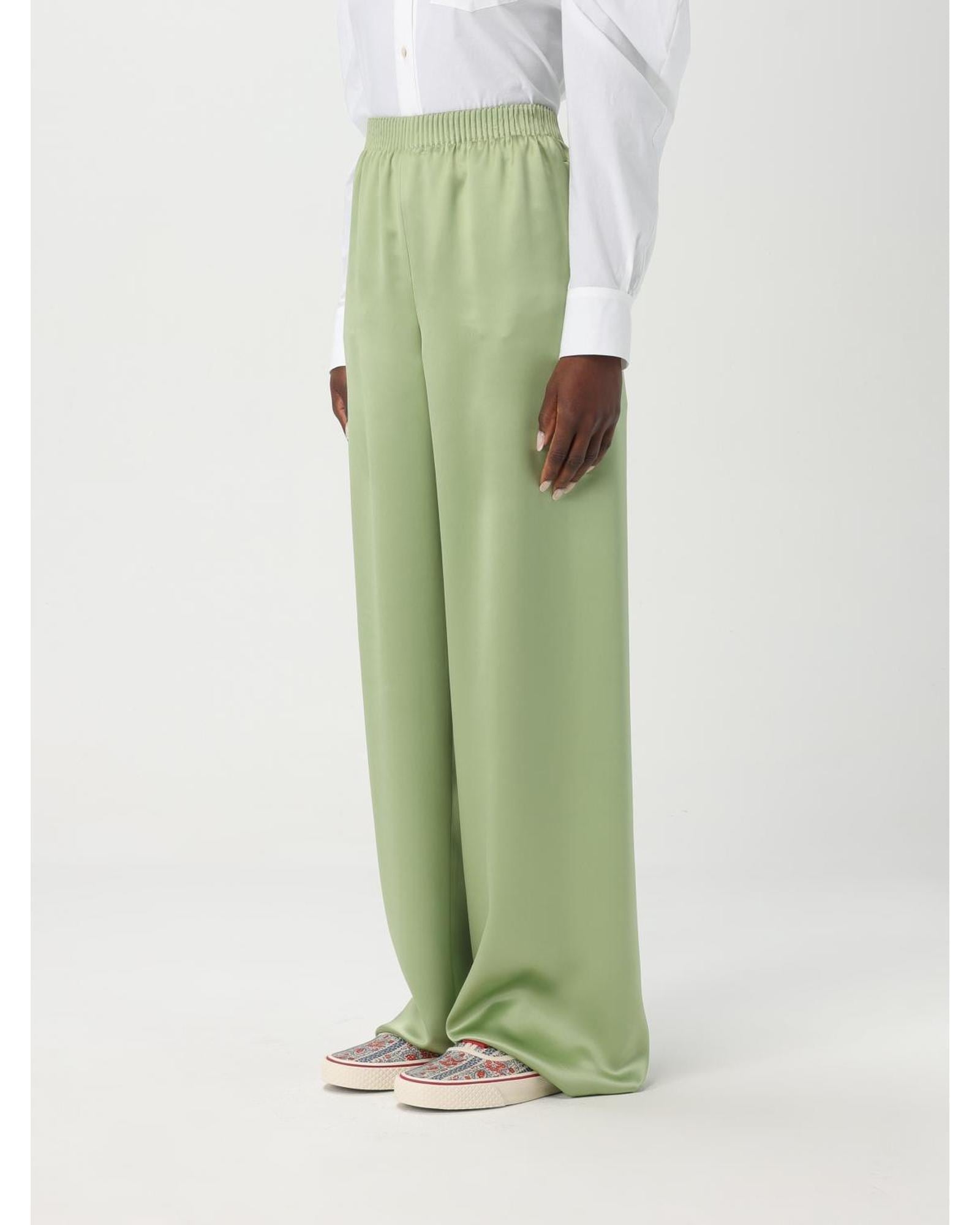 Valentino Wide Leg Elastic Waist Pants Wo - Green image 4