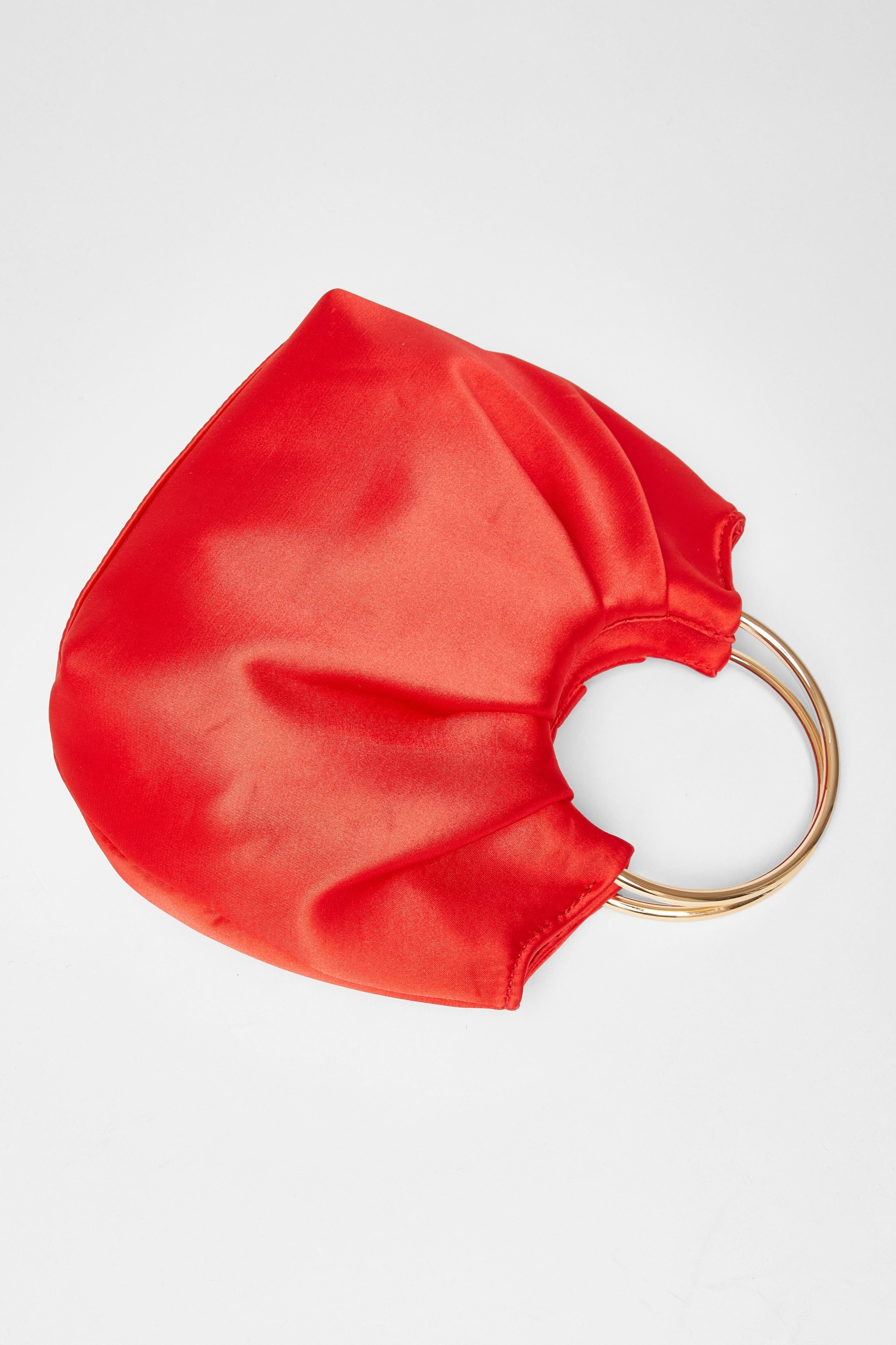 Quiz Red Satin Pleated Top Handle Bag image 4