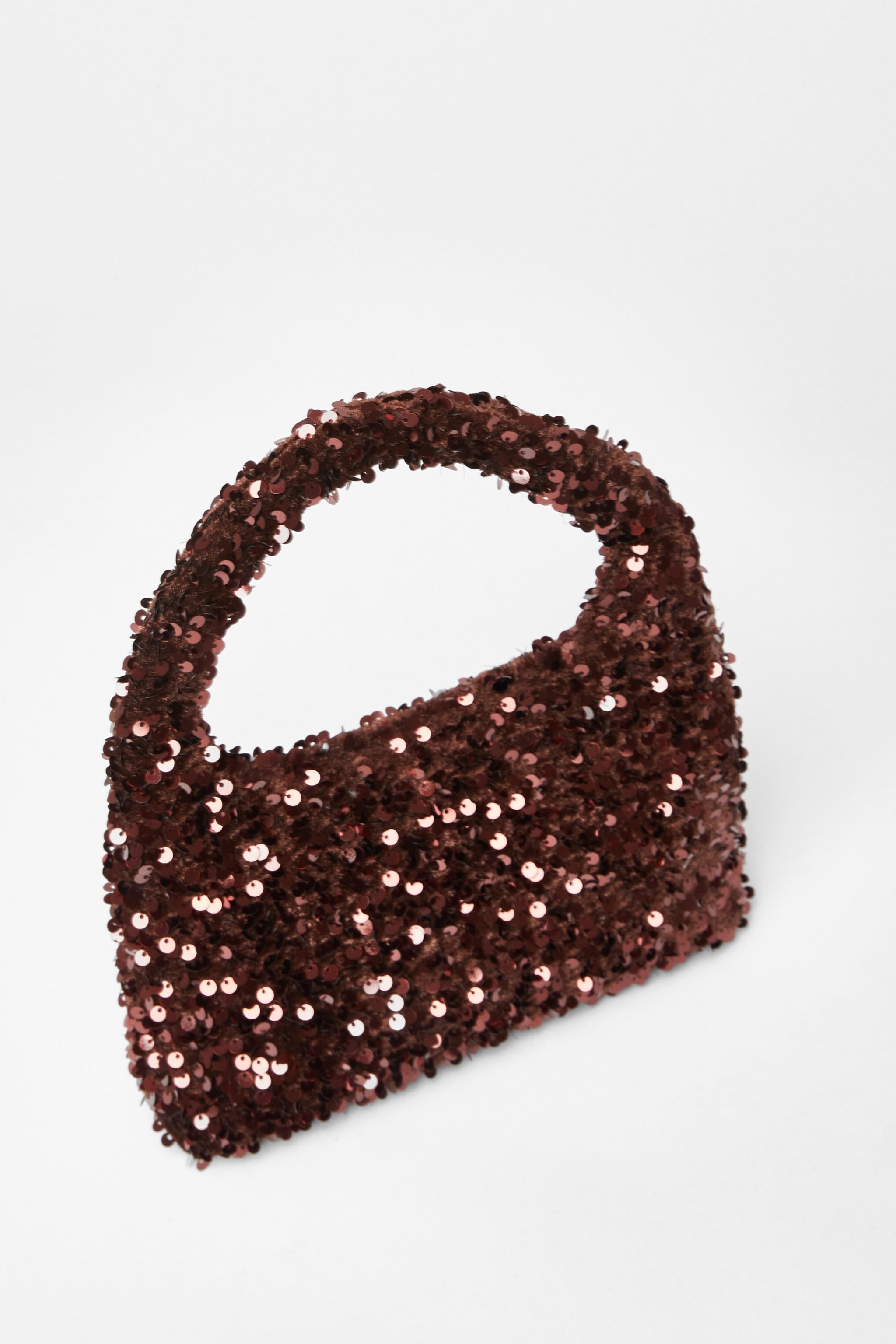 Quiz Brown Sequin Top Handle Bag image 4