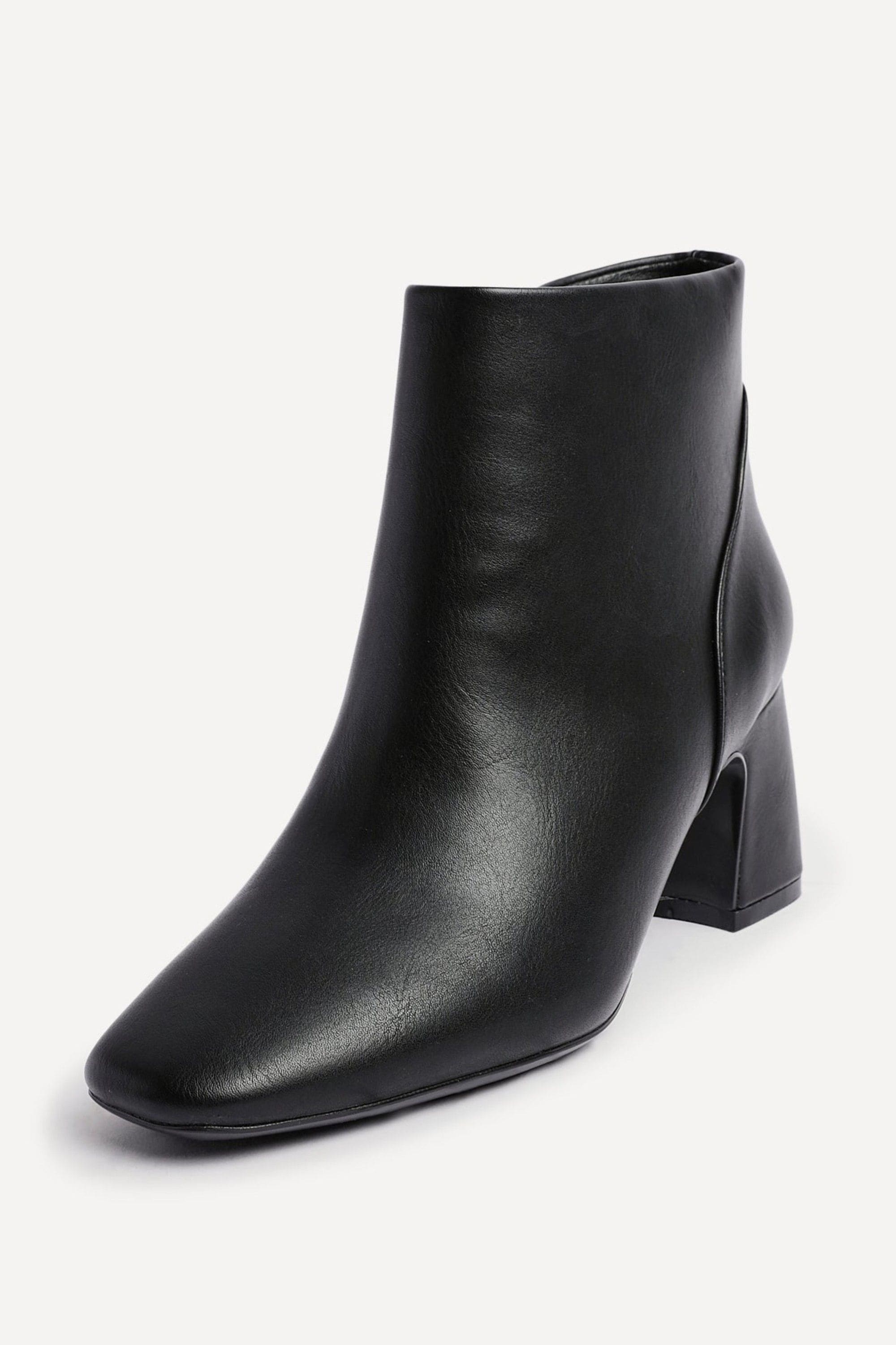 Linzi Cove Black Faux Leather Soft Square Toe Block Heel Ankle Boot image 5