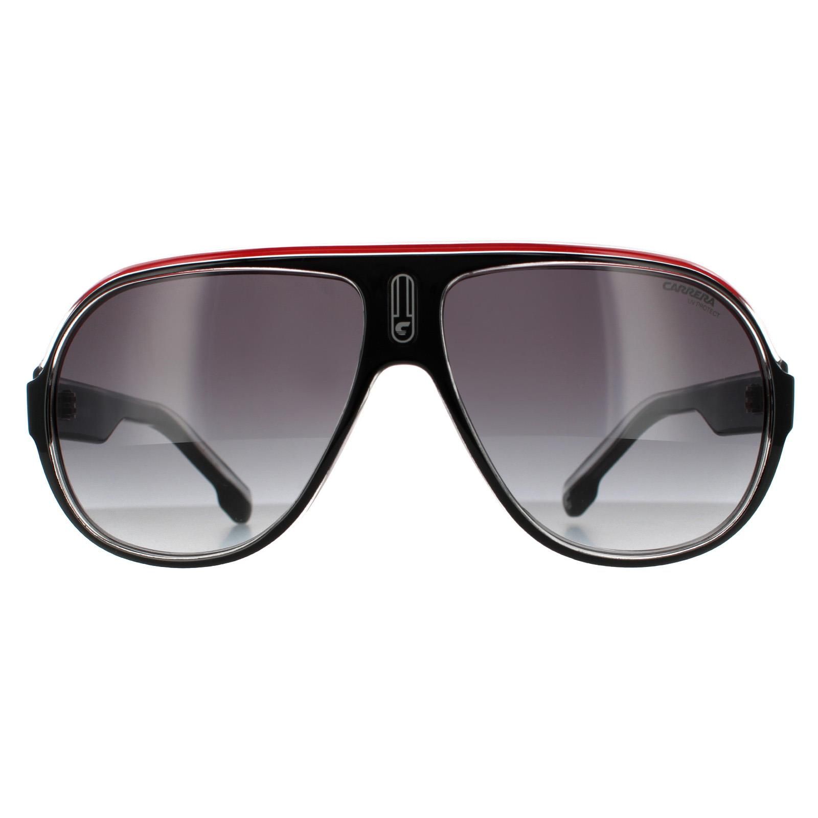 Carrera Aviator Black Crystal White Red Dark Grey Gradient Sunglasses image 1