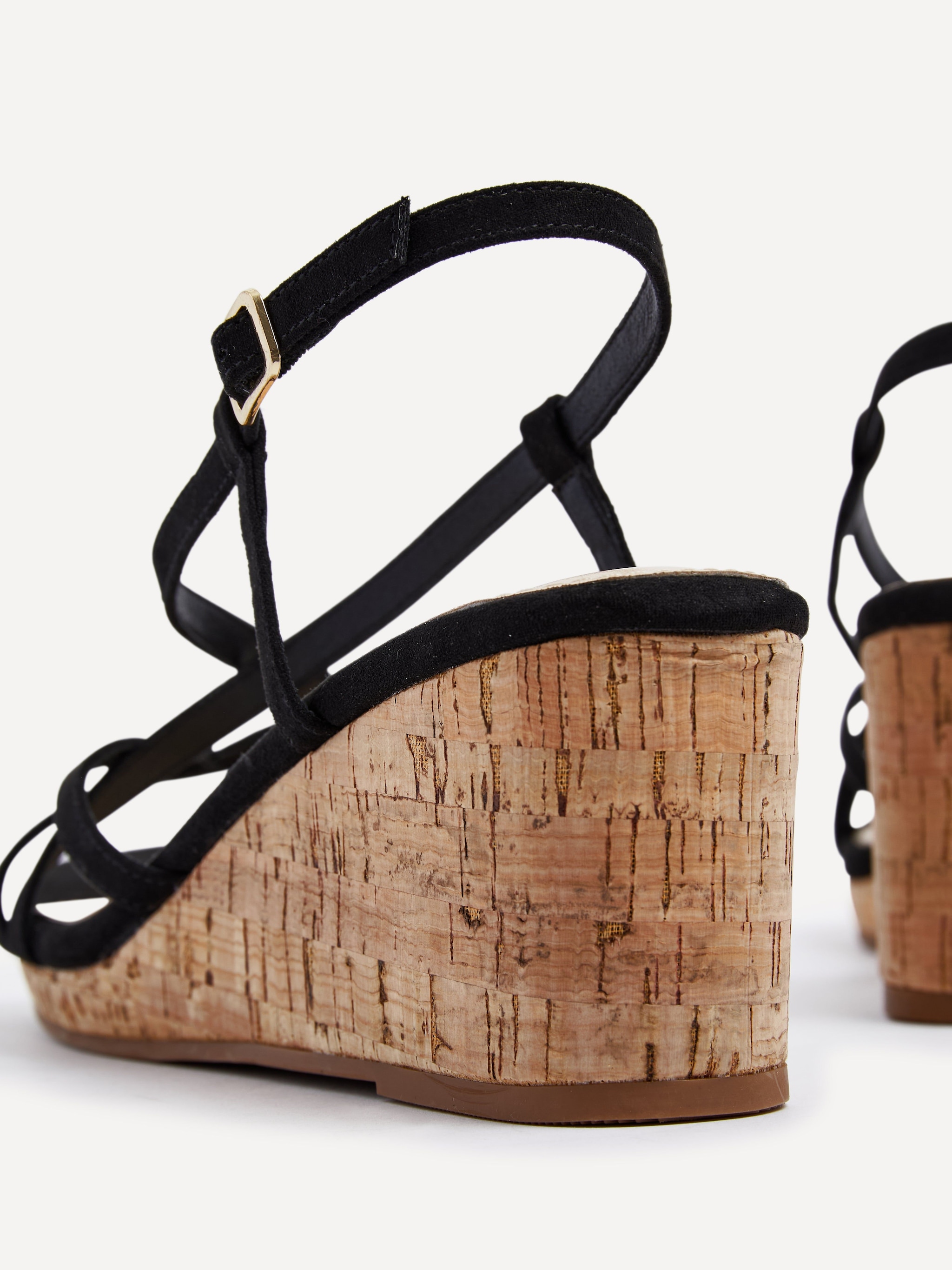 Linzi Safiya Black Faux Suede Strappy Wedge Sandal image 4