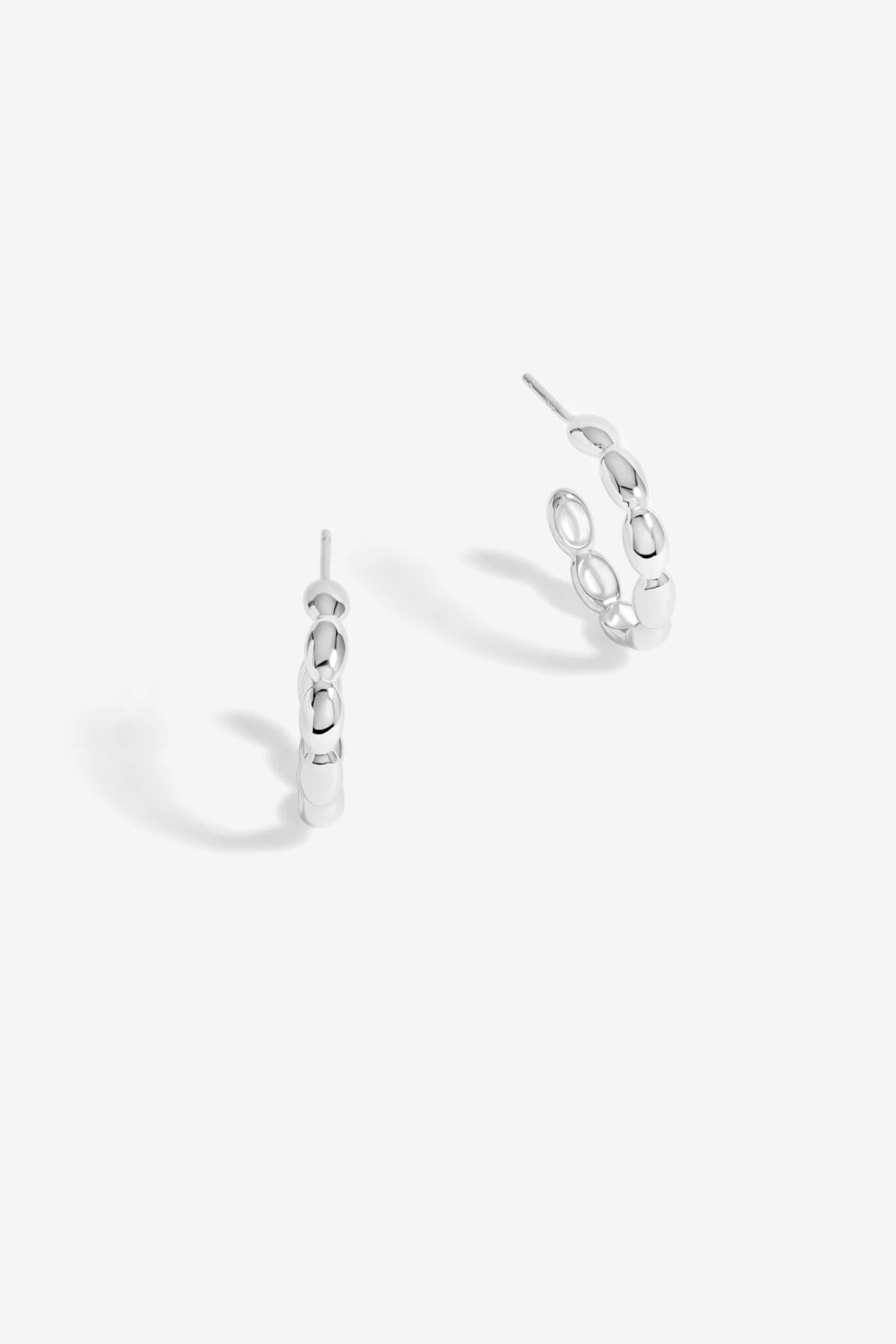 Simply Silver Sterling Silver 925 Polished Pebble Hoop Earrings image 1