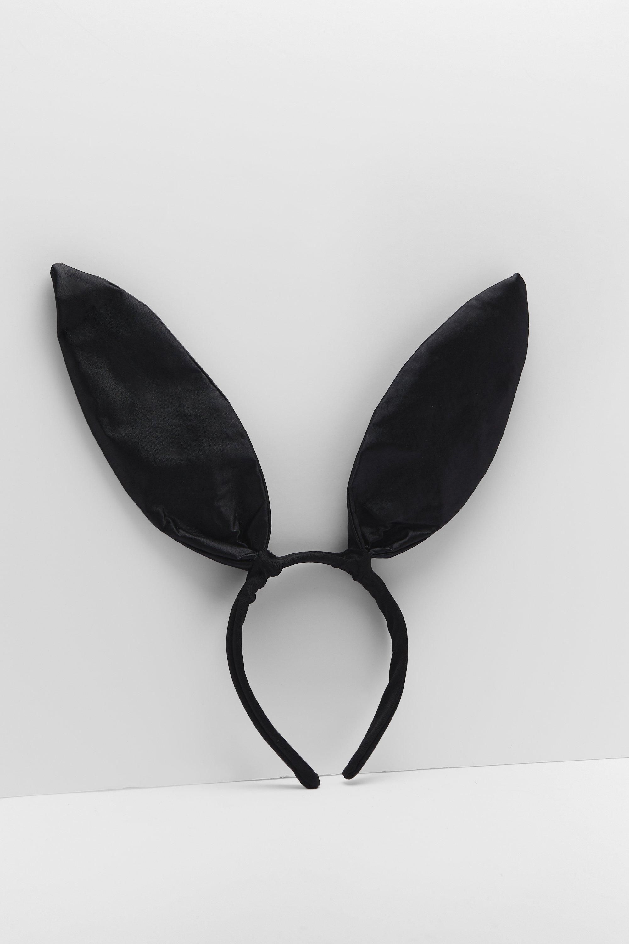 NastyGal Satin Bunny Ears Headband Black image 3