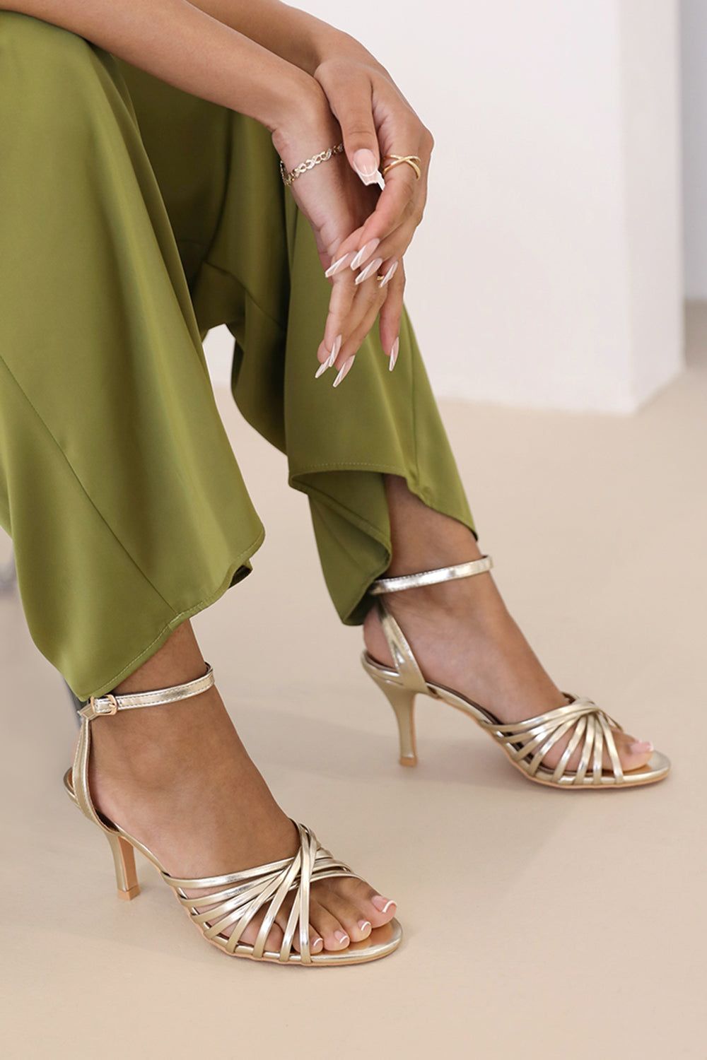 Where's That From 'Raelynn' Multi Cross Over Strap Mid Heels