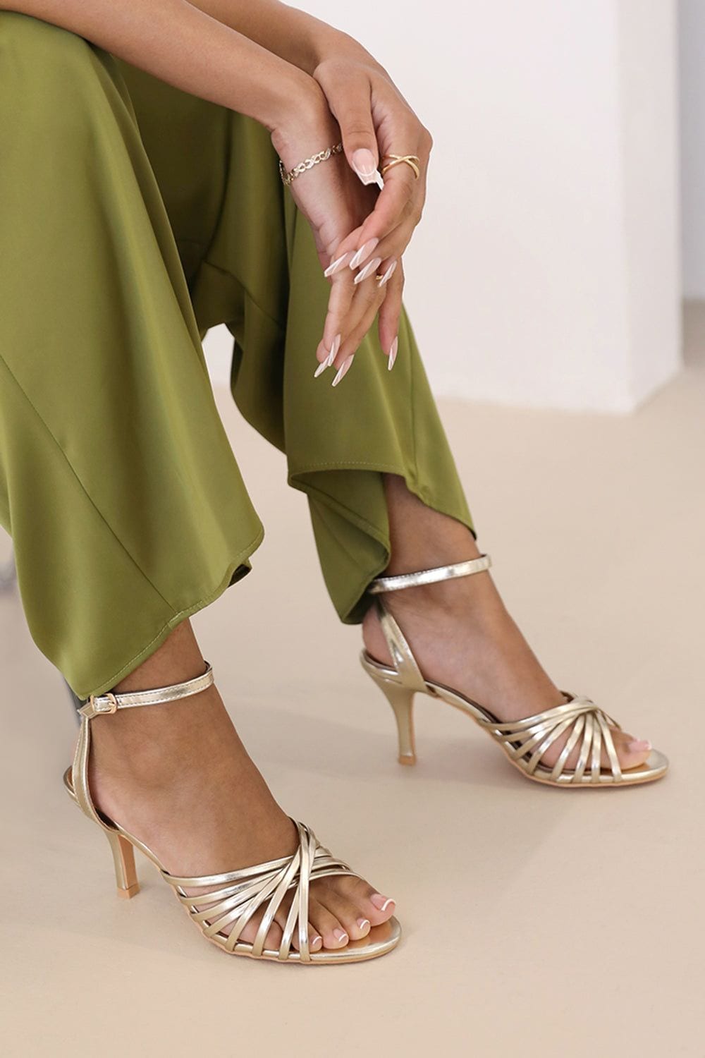 Where's That From 'Raelynn' Multi Cross Over Strap Mid Heels image 1