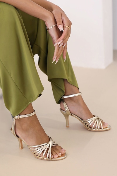 Where's That From 'Raelynn' Multi Cross Over Strap Mid Heels